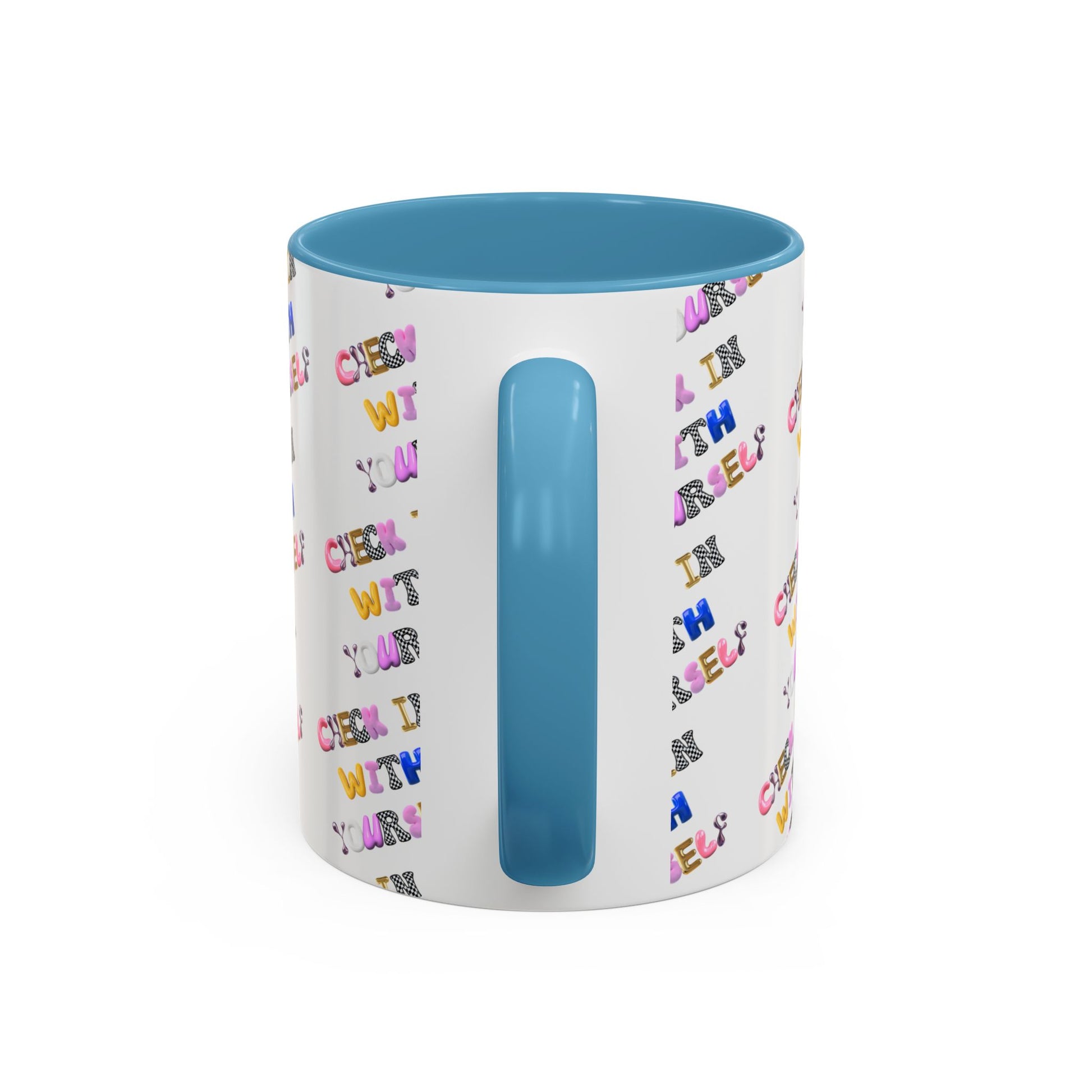 Check in With Yourself Bubble Letter Mug | Mental Health Coffee Cup | Emotional Wellness Gift | Self-Care Reminder | Therapy Office Mug