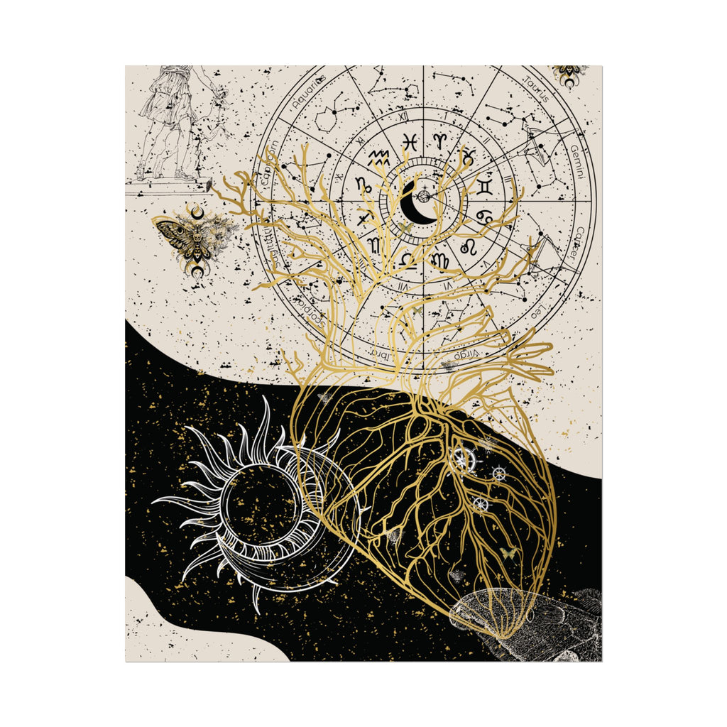 Rolled Posters | Astrological Art Print, Celestial Wall Decor, Zodiac Poster, Astrology Gift, Horoscope Art, Bohemian Home Decor