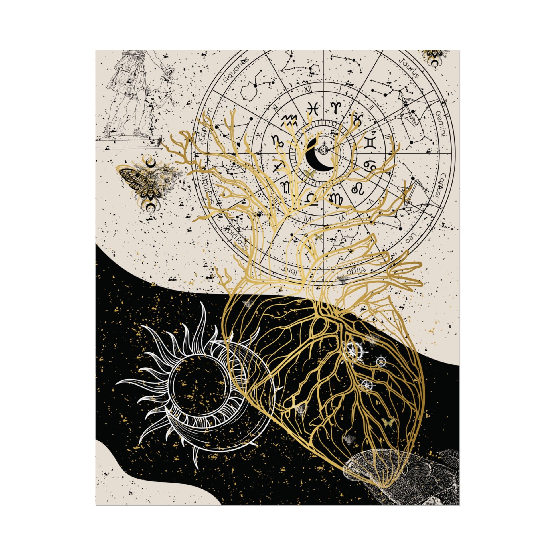 Rolled Posters | Astrological Art Print, Celestial Wall Decor, Zodiac Poster, Astrology Gift, Horoscope Art, Bohemian Home Decor