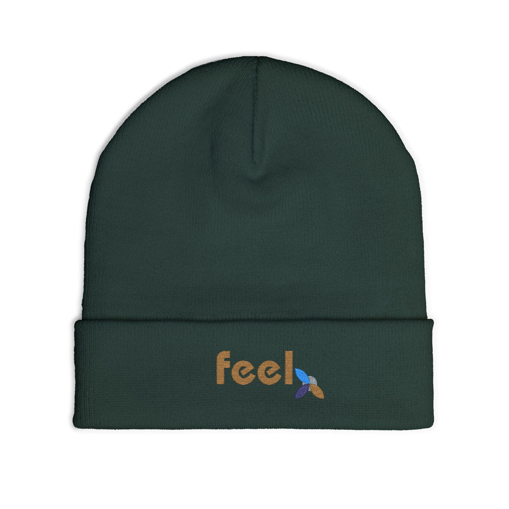 Bauhaus FEEL Embroidered Knit Beanie | Emotional Wellness Gift | One Word Quote | Unisex | Streetwear + Slow Living