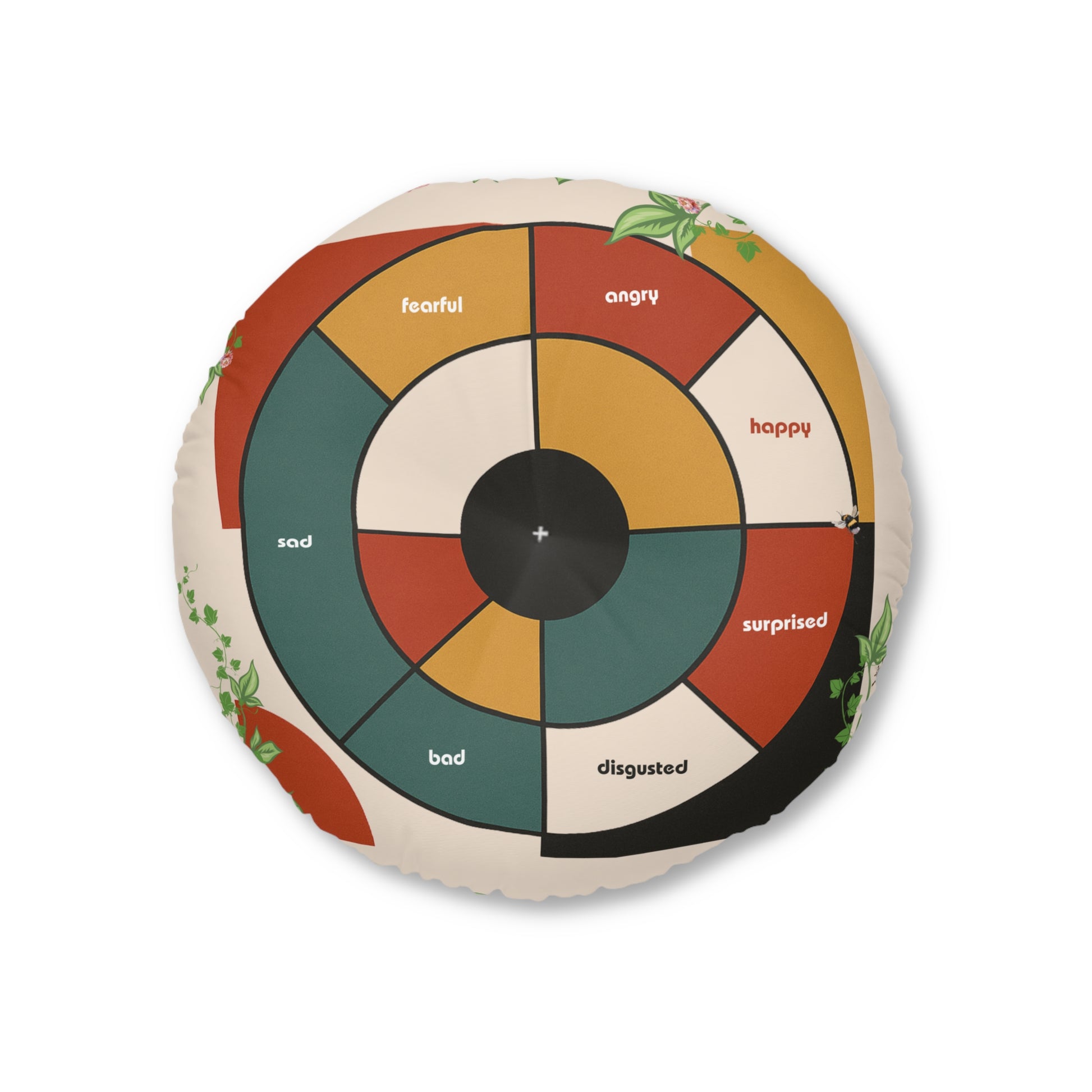Feeling Wheel Abstract Tufted Floor Pillow for Meditation | Round Meditation Cushion | Yoga Round Floor Cushion