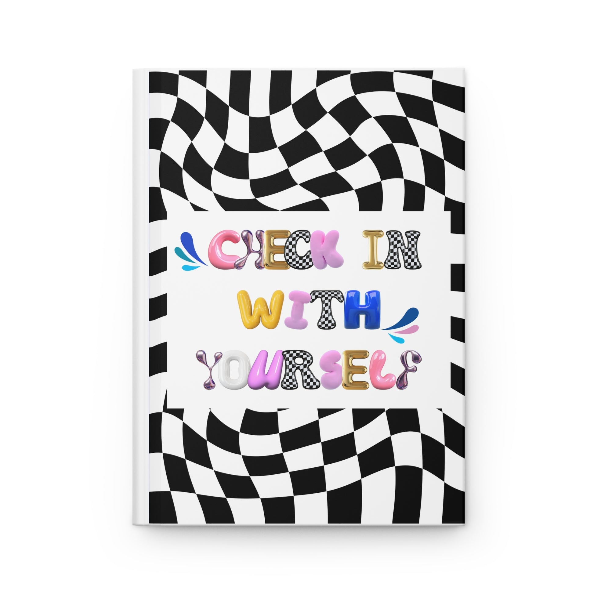 Check In With Yourself Bubble Letter Notebook | Hardcover Lined Notebook | Healing Therapy Office School Gift