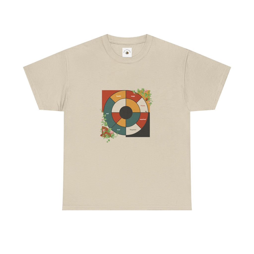 Feeling Wheel Bauhaus Abstract with Vines & Flowers Tshirt for Meditation | Grounding Affirmative Yoga Tshirt