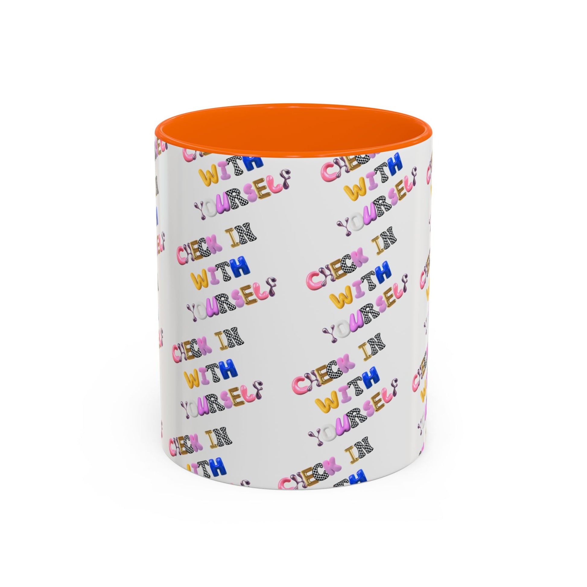 Check in With Yourself Bubble Letter Mug | Mental Health Coffee Cup | Emotional Wellness Gift | Self-Care Reminder | Therapy Office Mug
