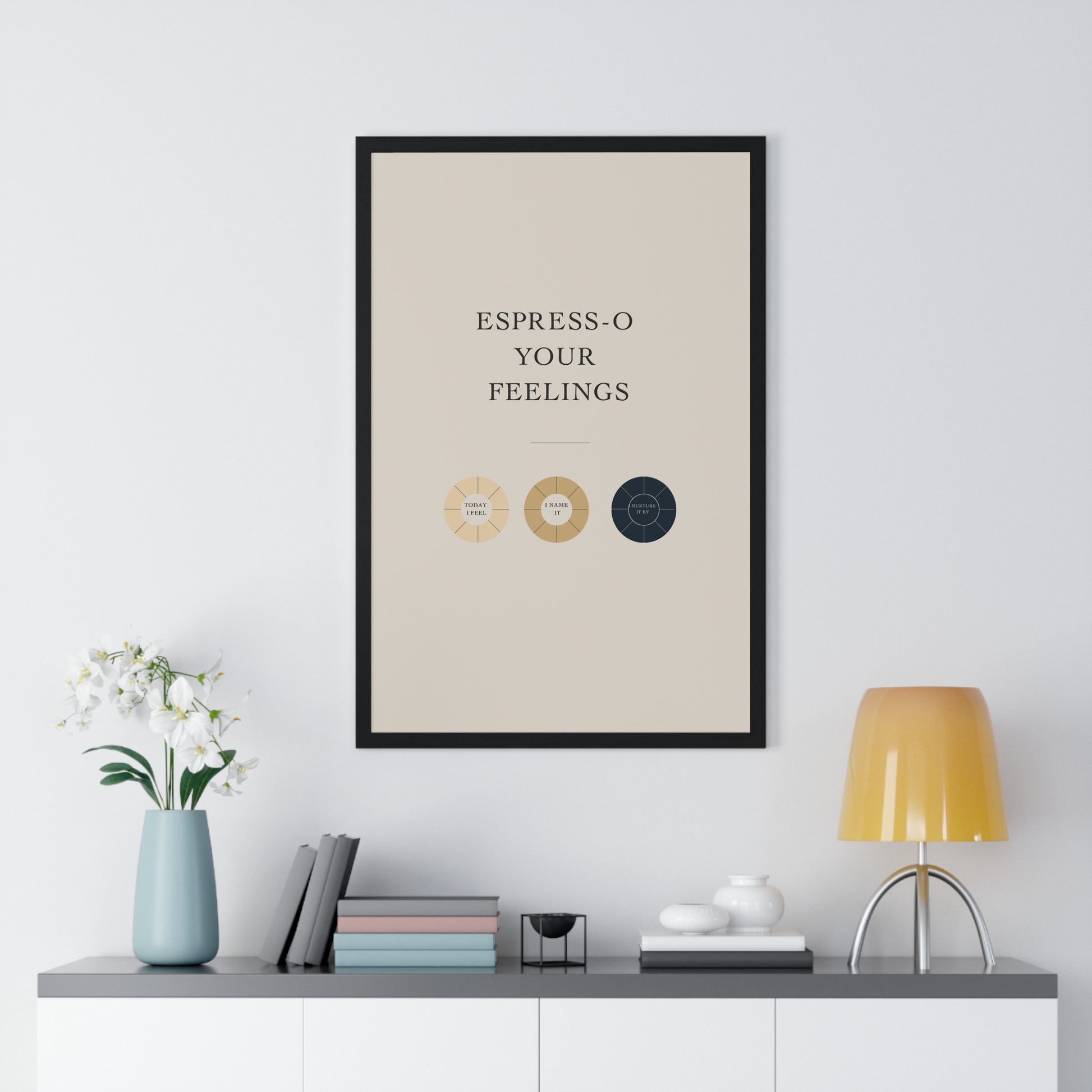 Framed Espresso Your Feelings Poster, Coffee Lover Wall Art, Gift for Barista, Home Decor, Kitchen Wall Art, Coffee-Themed Decor