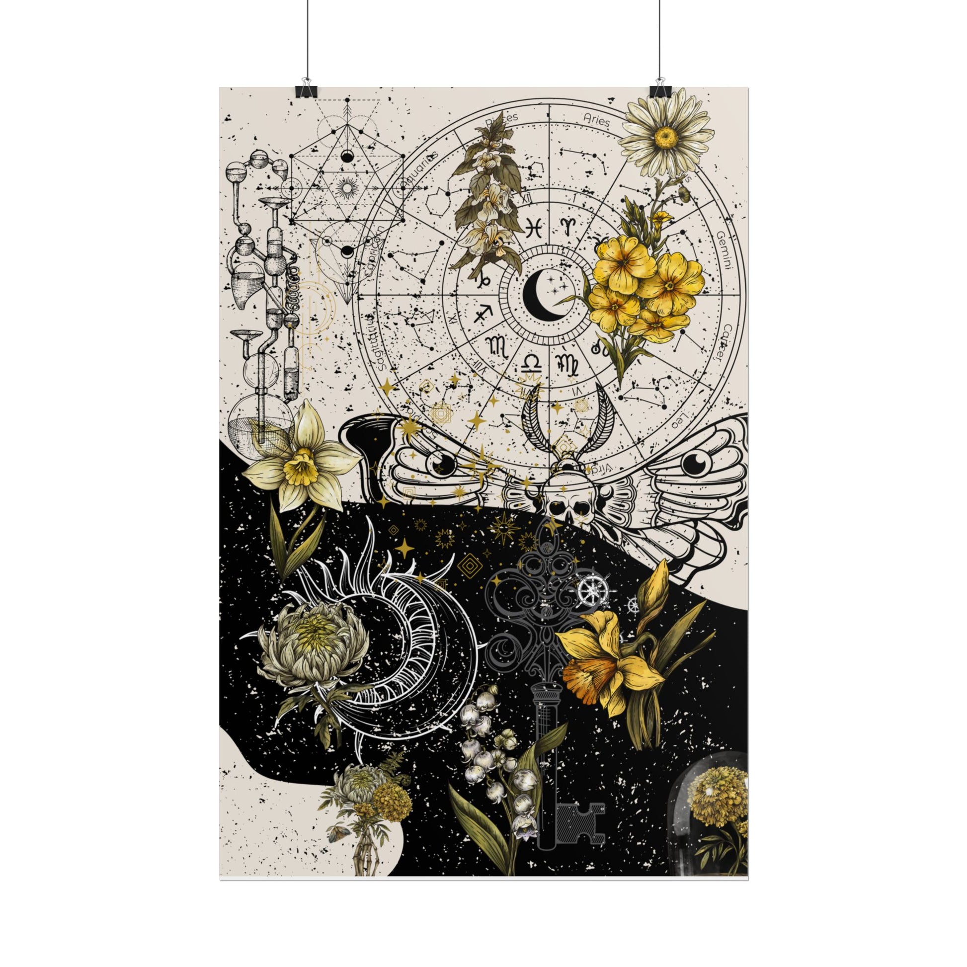 Rolled Posters Moth Wall Art Prints, Aesthetic Home Decor, Goth Wall Decor, Vintage Style Art Posters, Boho Room Decor Gift