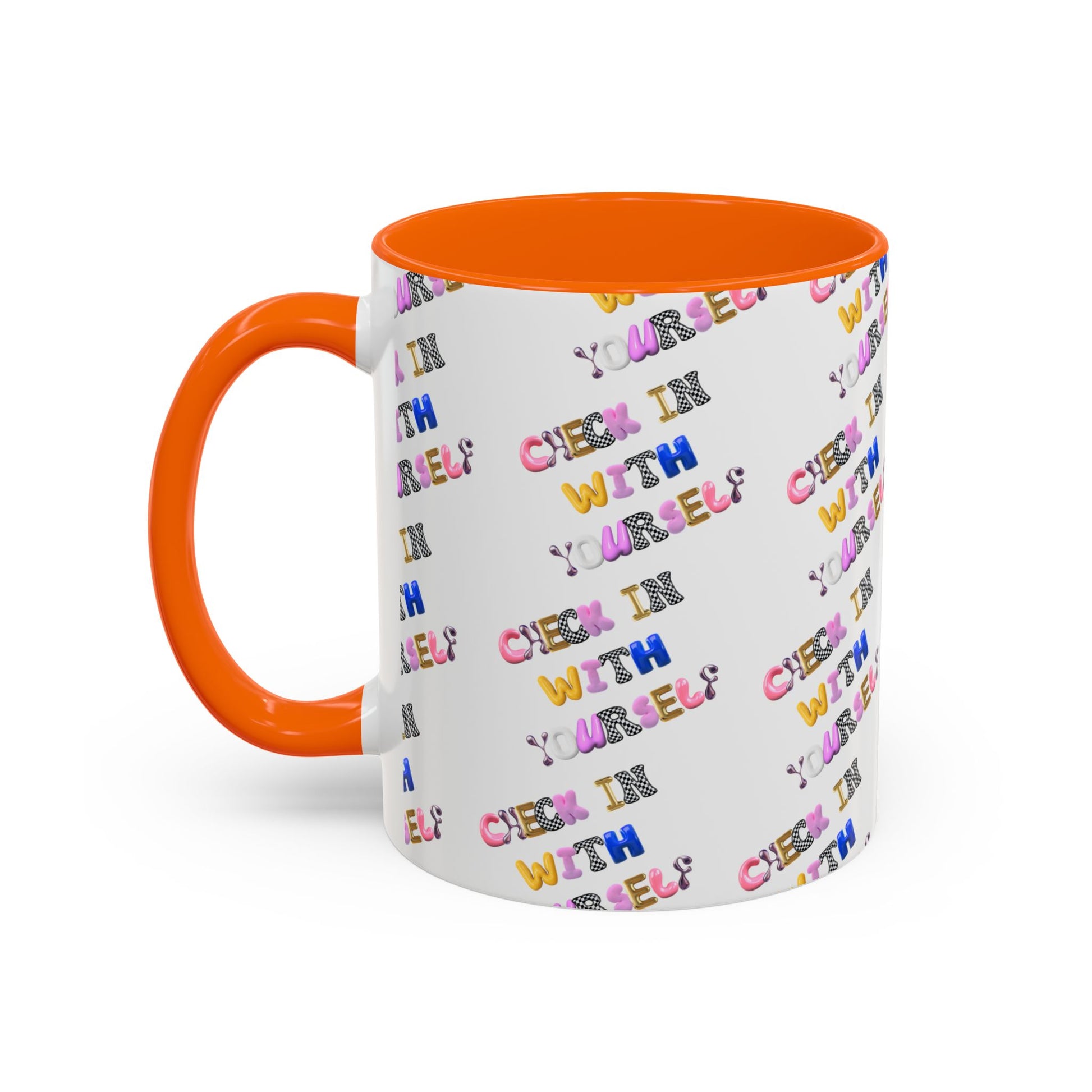 Check in With Yourself Bubble Letter Mug | Mental Health Coffee Cup | Emotional Wellness Gift | Self-Care Reminder | Therapy Office Mug