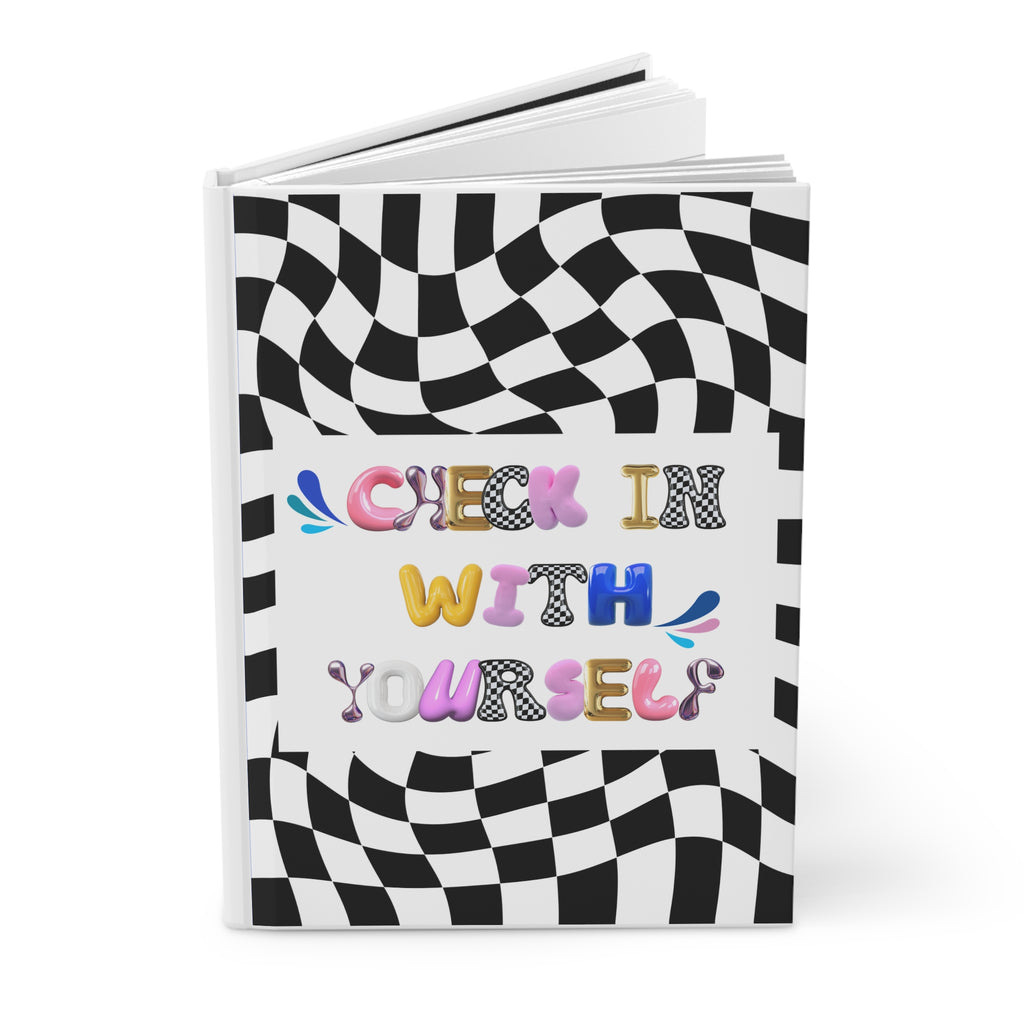 Check In With Yourself Bubble Letter Notebook | Hardcover Lined Notebook | Healing Therapy Office School Gift
