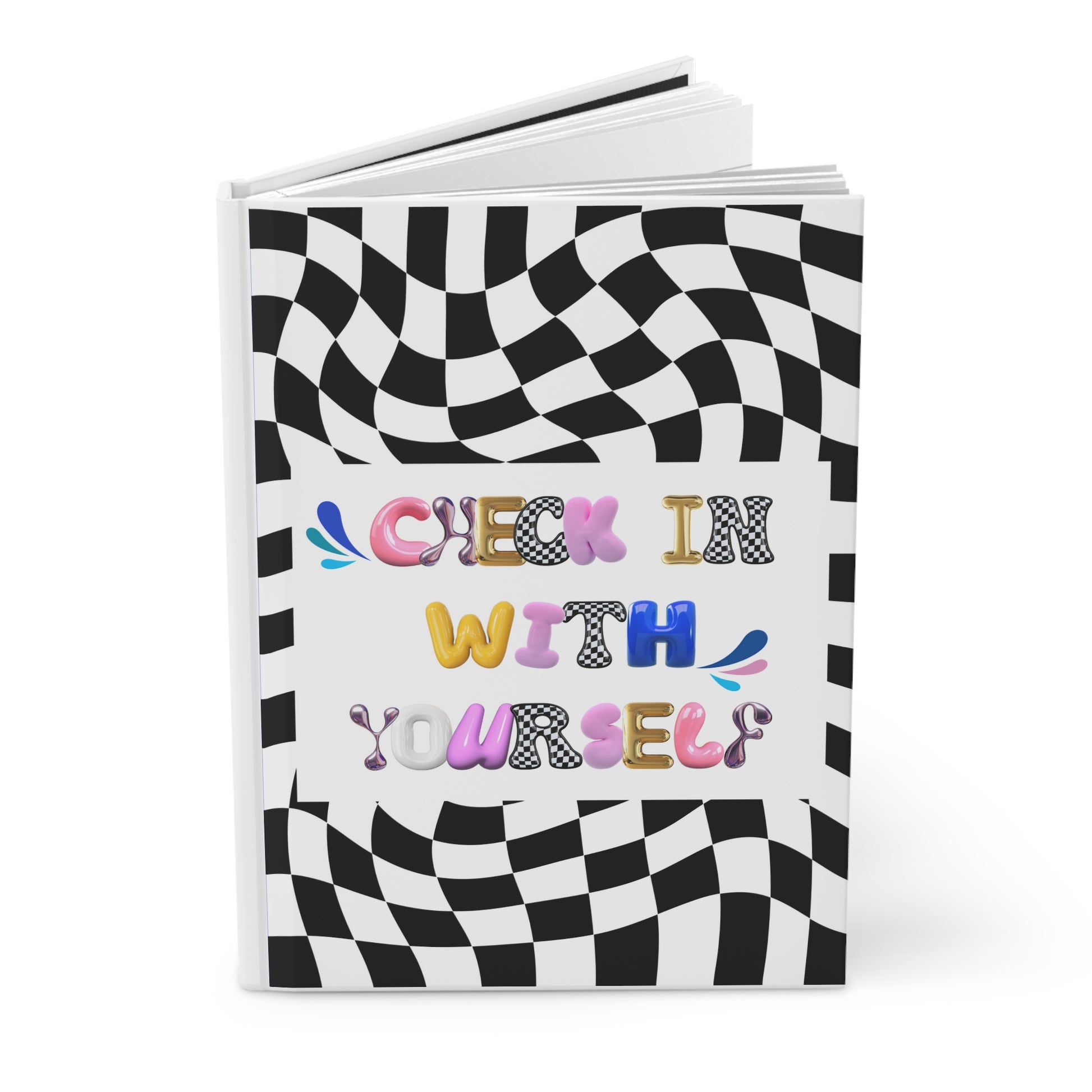 Check In With Yourself Bubble Letter Notebook | Hardcover Lined Notebook | Healing Therapy Office School Gift