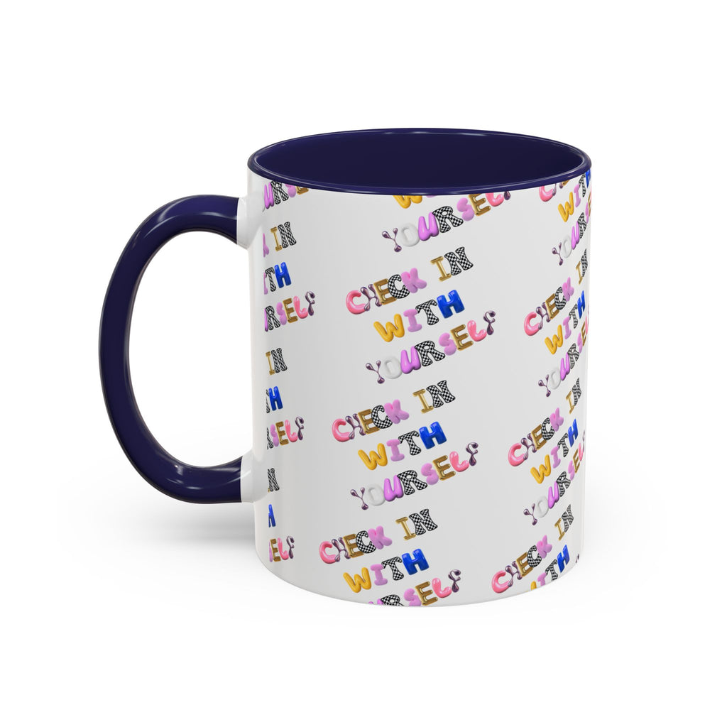 Check in With Yourself Bubble Letter Mug | Mental Health Coffee Cup | Emotional Wellness Gift | Self-Care Reminder | Therapy Office Mug