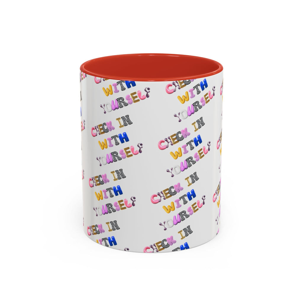 Check in With Yourself Bubble Letter Mug | Mental Health Coffee Cup | Emotional Wellness Gift | Self-Care Reminder | Therapy Office Mug