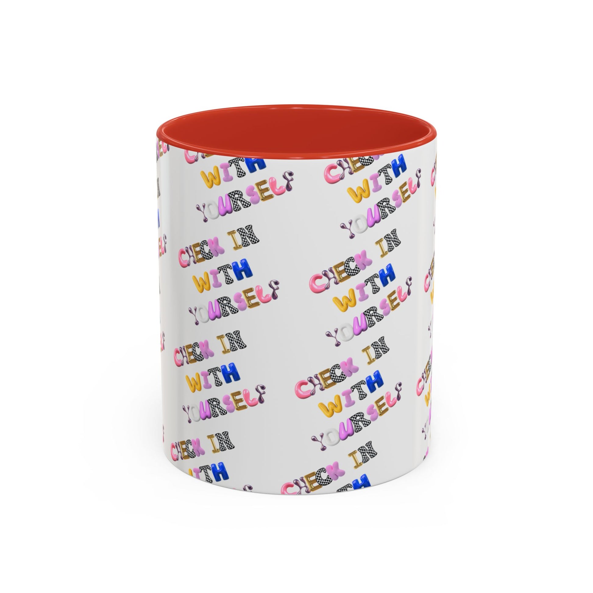 Check in With Yourself Bubble Letter Mug | Mental Health Coffee Cup | Emotional Wellness Gift | Self-Care Reminder | Therapy Office Mug