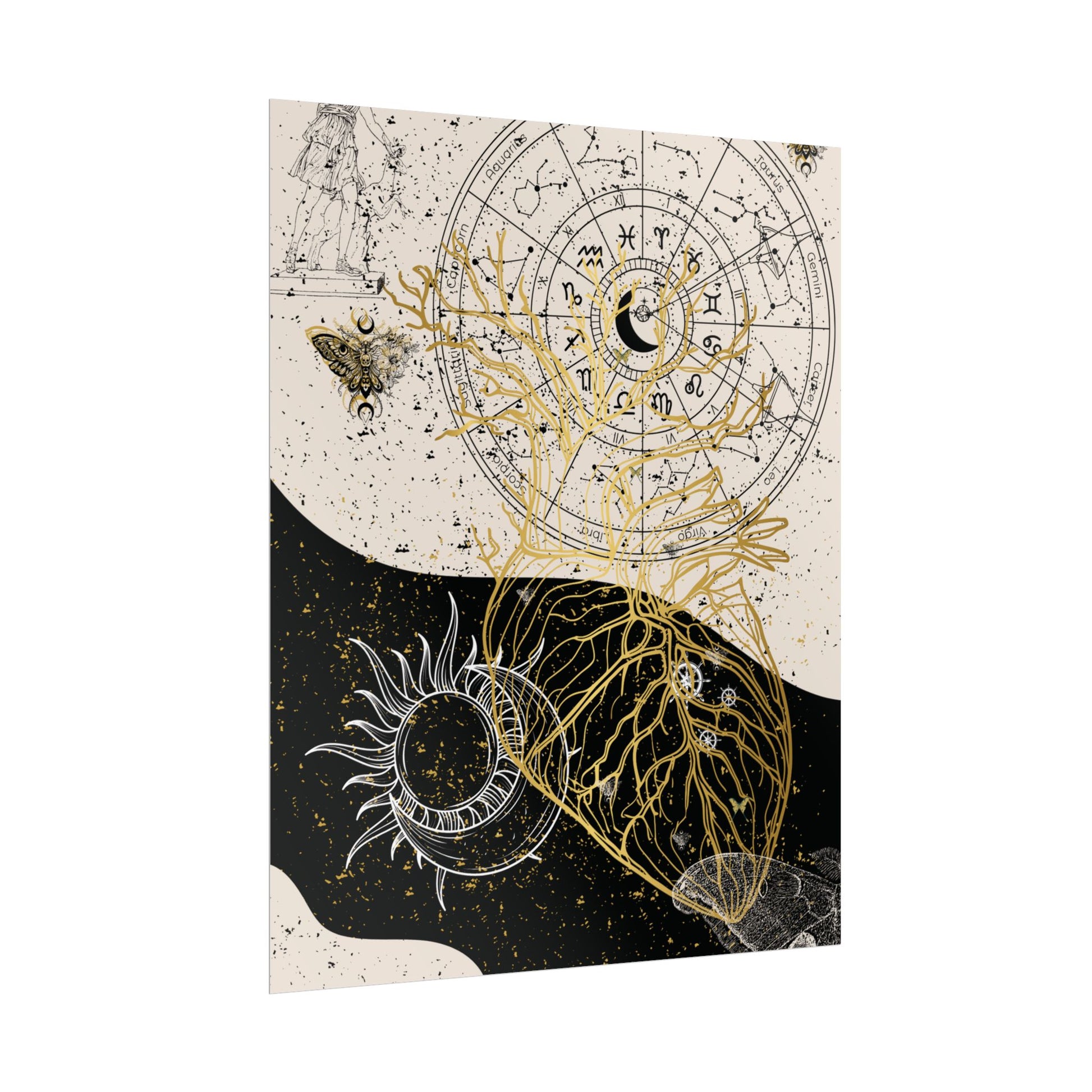 Rolled Posters | Astrological Art Print, Celestial Wall Decor, Zodiac Poster, Astrology Gift, Horoscope Art, Bohemian Home Decor