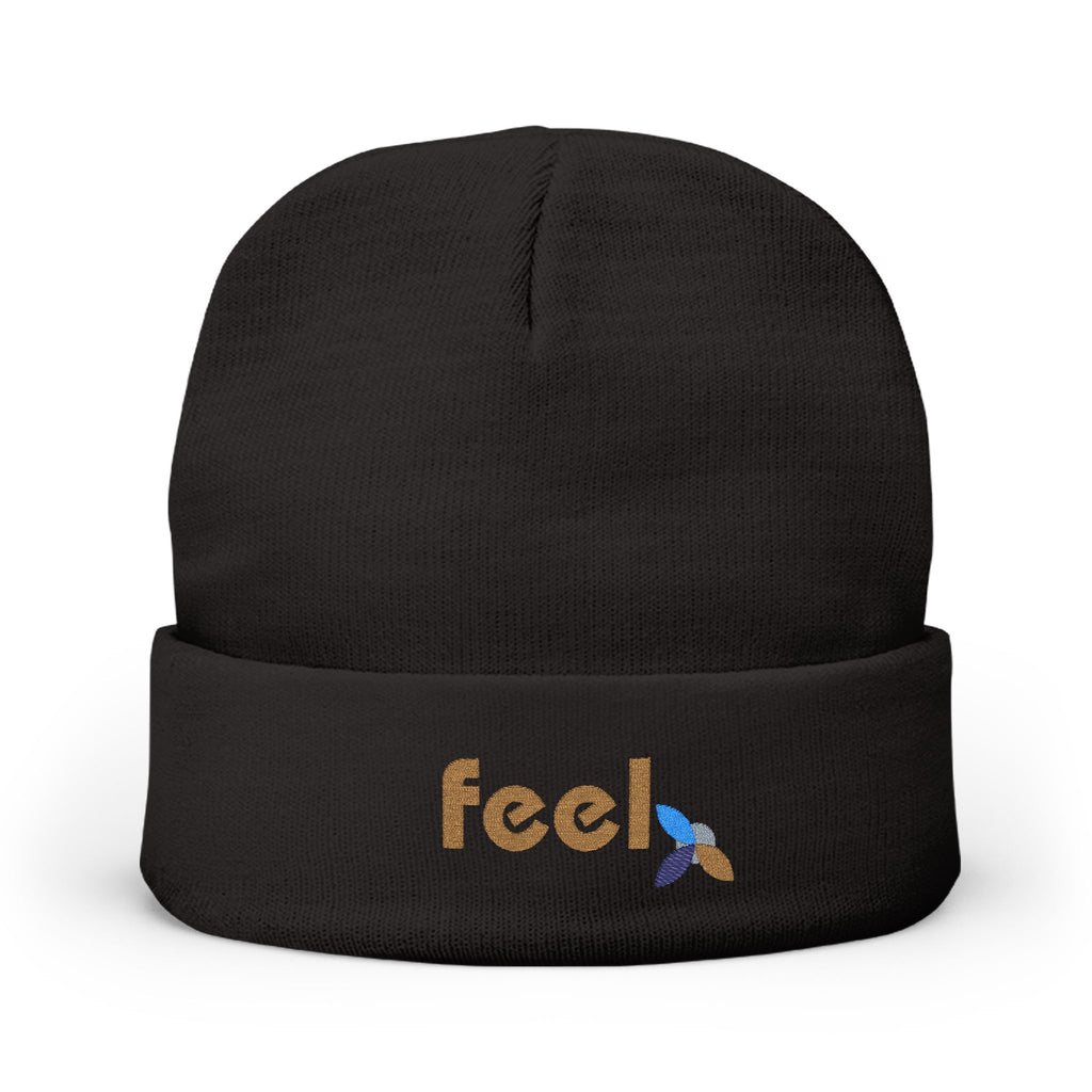 Bauhaus FEEL Embroidered Knit Beanie | Emotional Wellness Gift | One Word Quote | Unisex | Streetwear + Slow Living