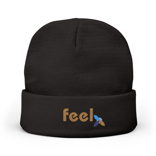 Bauhaus FEEL Embroidered Knit Beanie | Emotional Wellness Gift | One Word Quote | Unisex | Streetwear + Slow Living