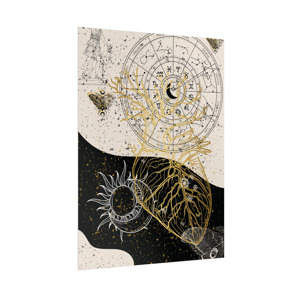 Rolled Posters | Astrological Art Print, Celestial Wall Decor, Zodiac Poster, Astrology Gift, Horoscope Art, Bohemian Home Decor