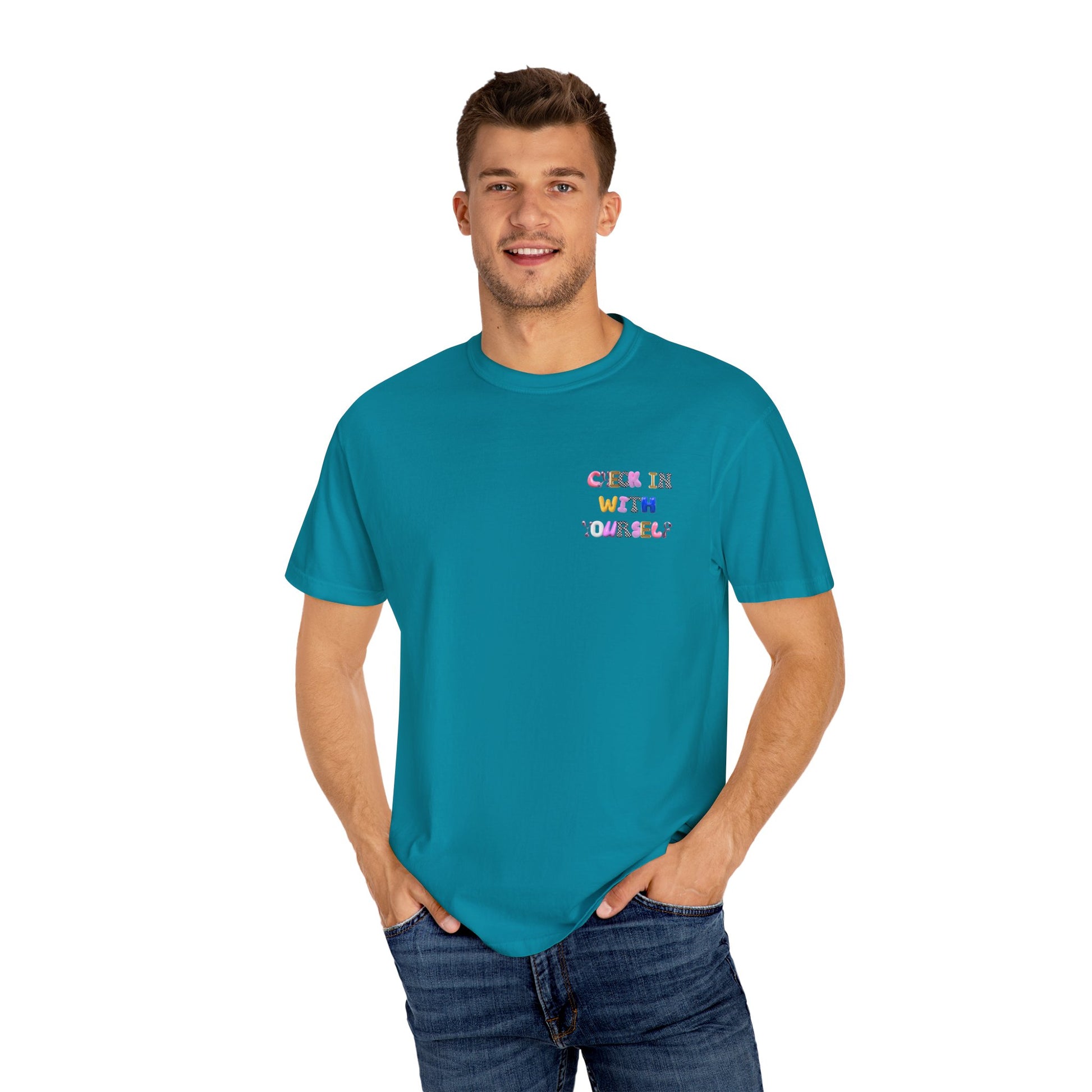 Check In With Yourself Bubble Letter T-Shirt | Unisex Mental Health Tee | Affirmation Unisex T-Shirt Gift