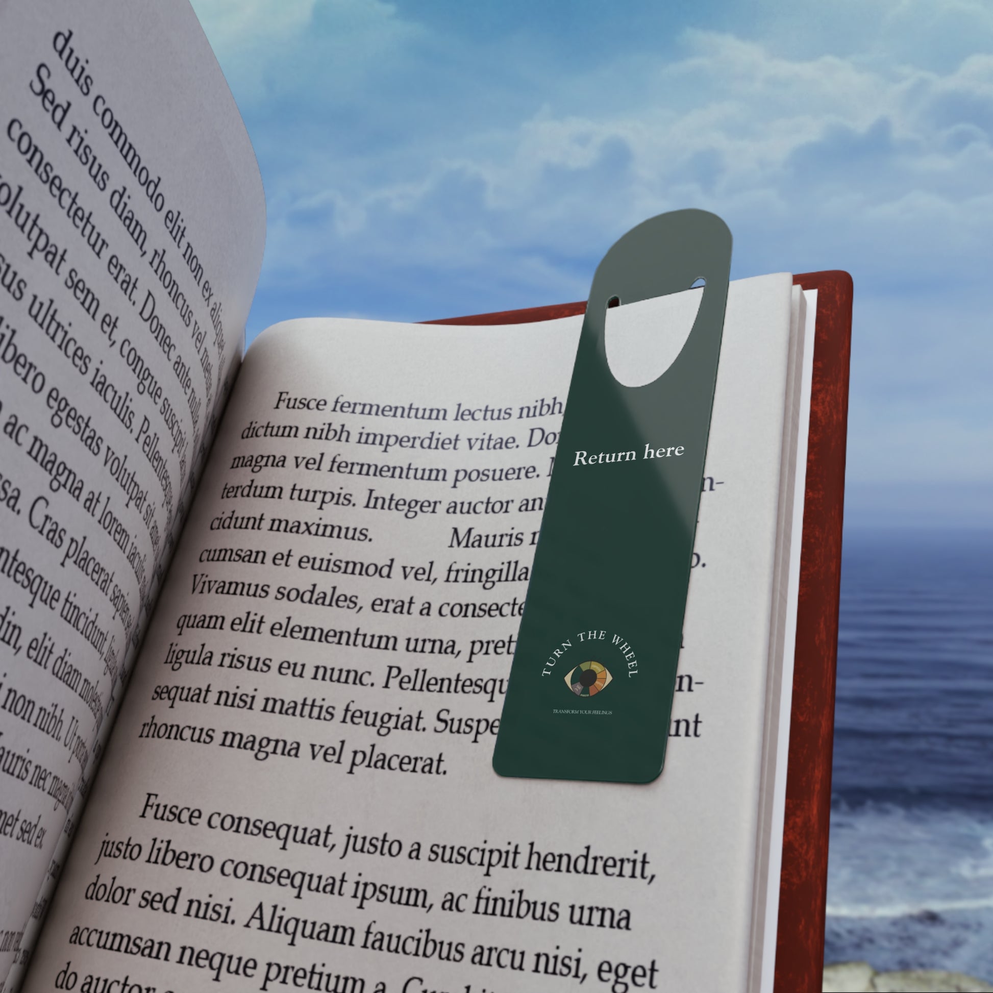 Return Here Metal Bookmark | Minimalist Engraved Bookmark | Emotional Wellness Gift | Mindful Reading Companion | Turn The Wheel Accessory