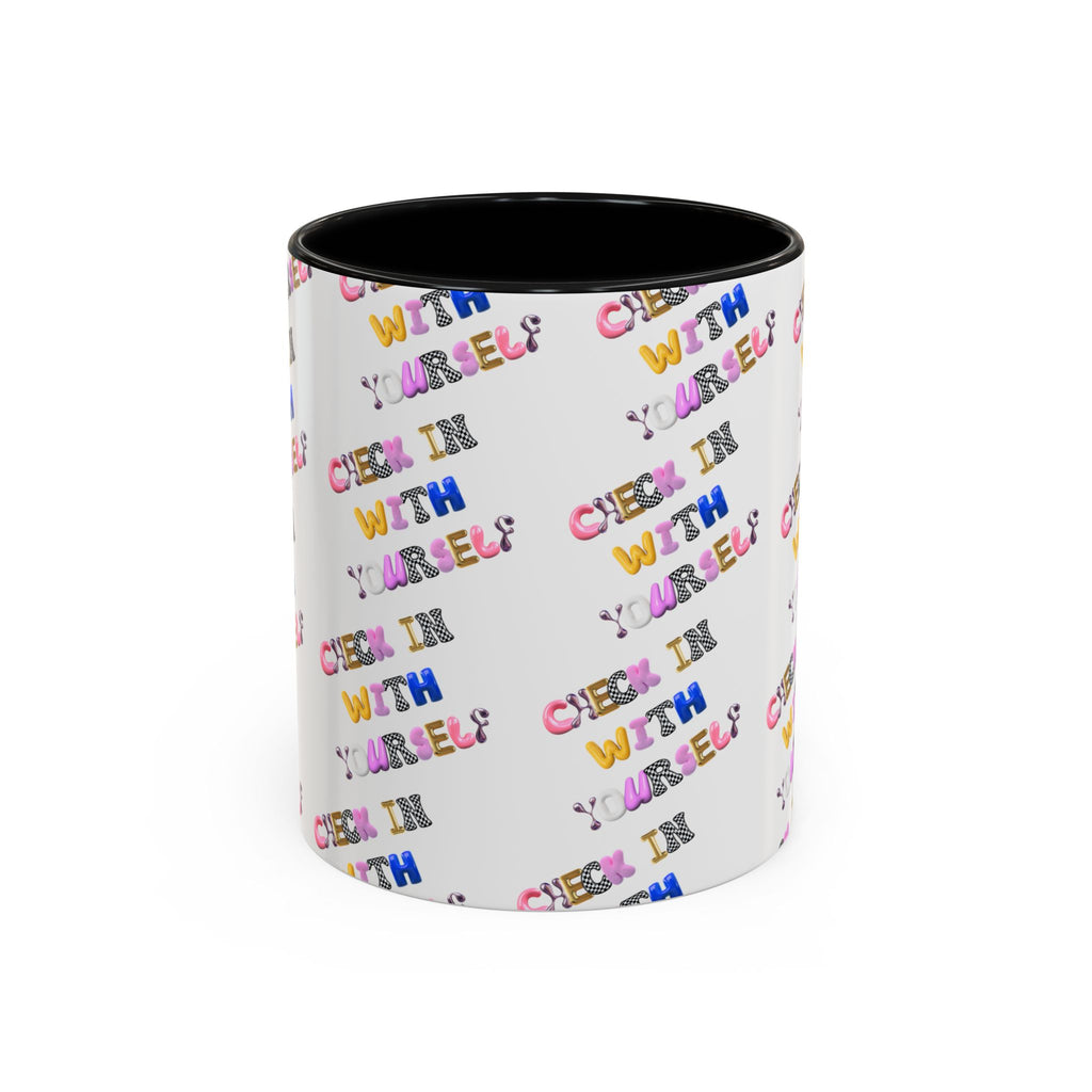 Check in With Yourself Bubble Letter Mug | Mental Health Coffee Cup | Emotional Wellness Gift | Self-Care Reminder | Therapy Office Mug