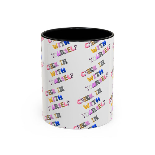 Check in With Yourself Bubble Letter Mug | Mental Health Coffee Cup | Emotional Wellness Gift | Self-Care Reminder | Therapy Office Mug