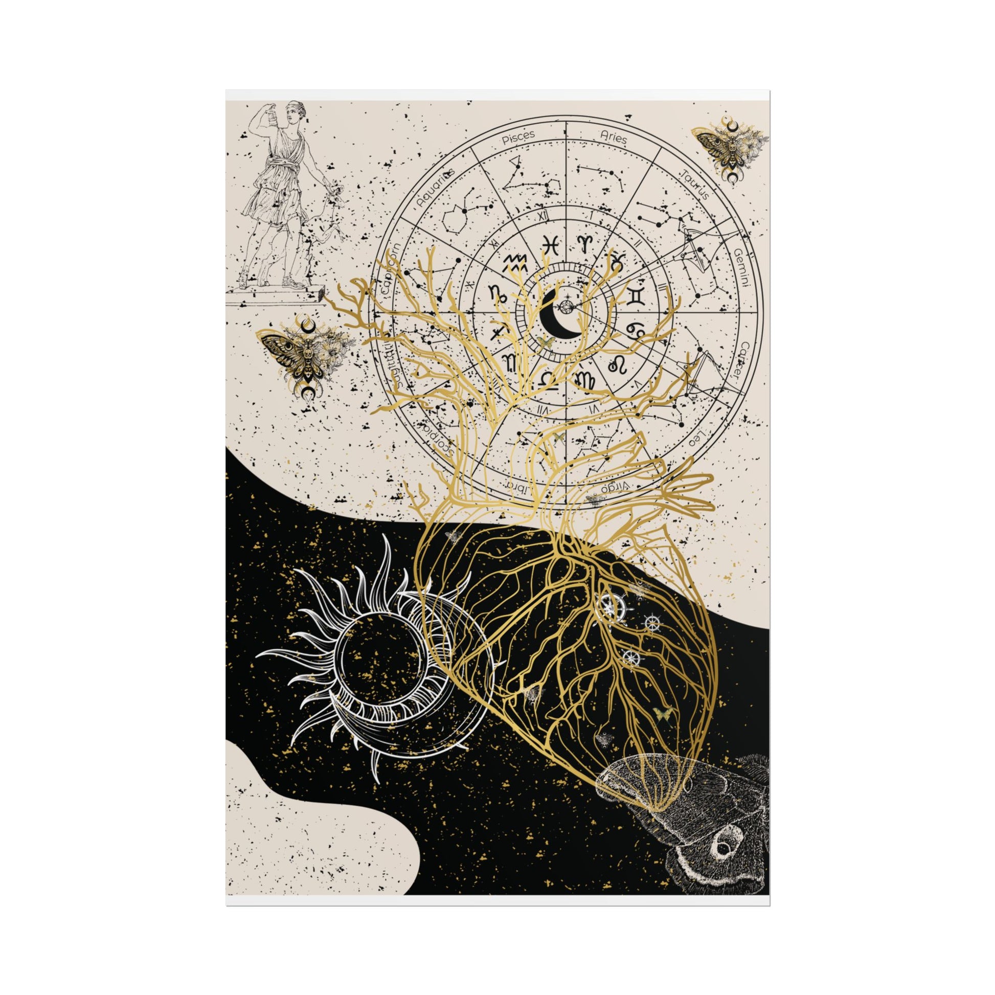 Rolled Posters | Astrological Art Print, Celestial Wall Decor, Zodiac Poster, Astrology Gift, Horoscope Art, Bohemian Home Decor