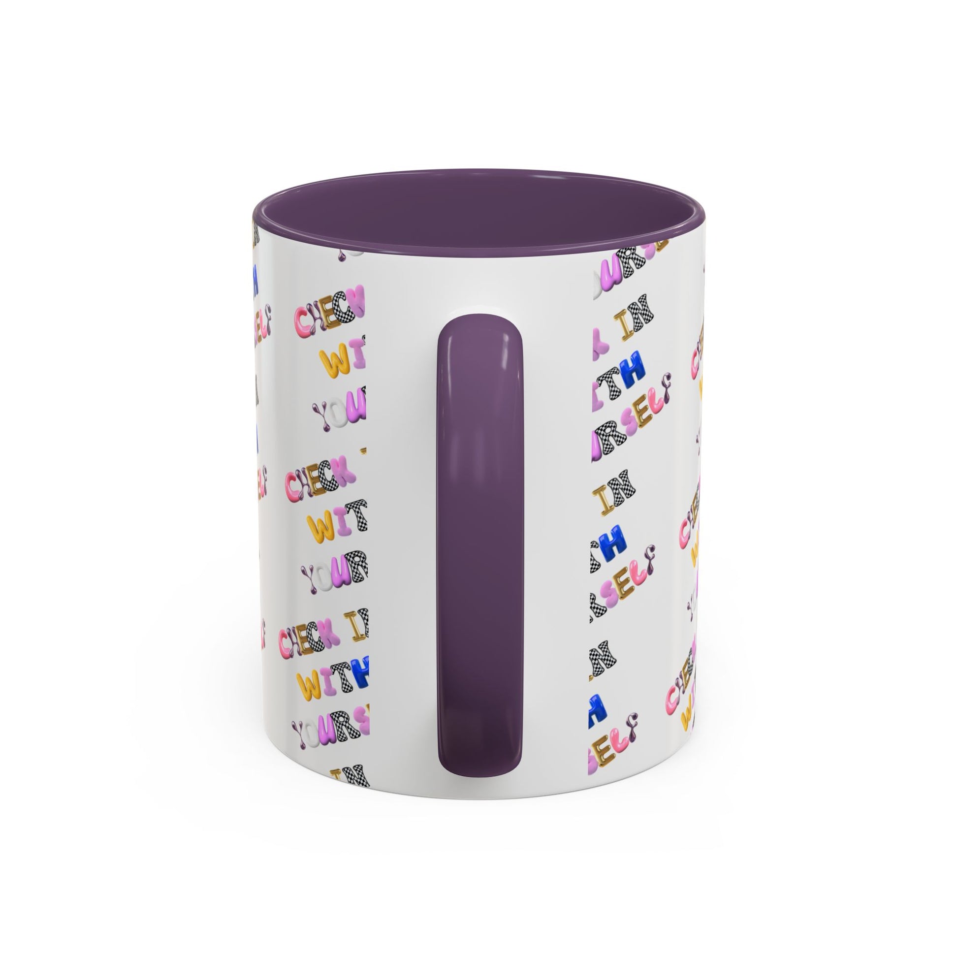 Check in With Yourself Bubble Letter Mug | Mental Health Coffee Cup | Emotional Wellness Gift | Self-Care Reminder | Therapy Office Mug