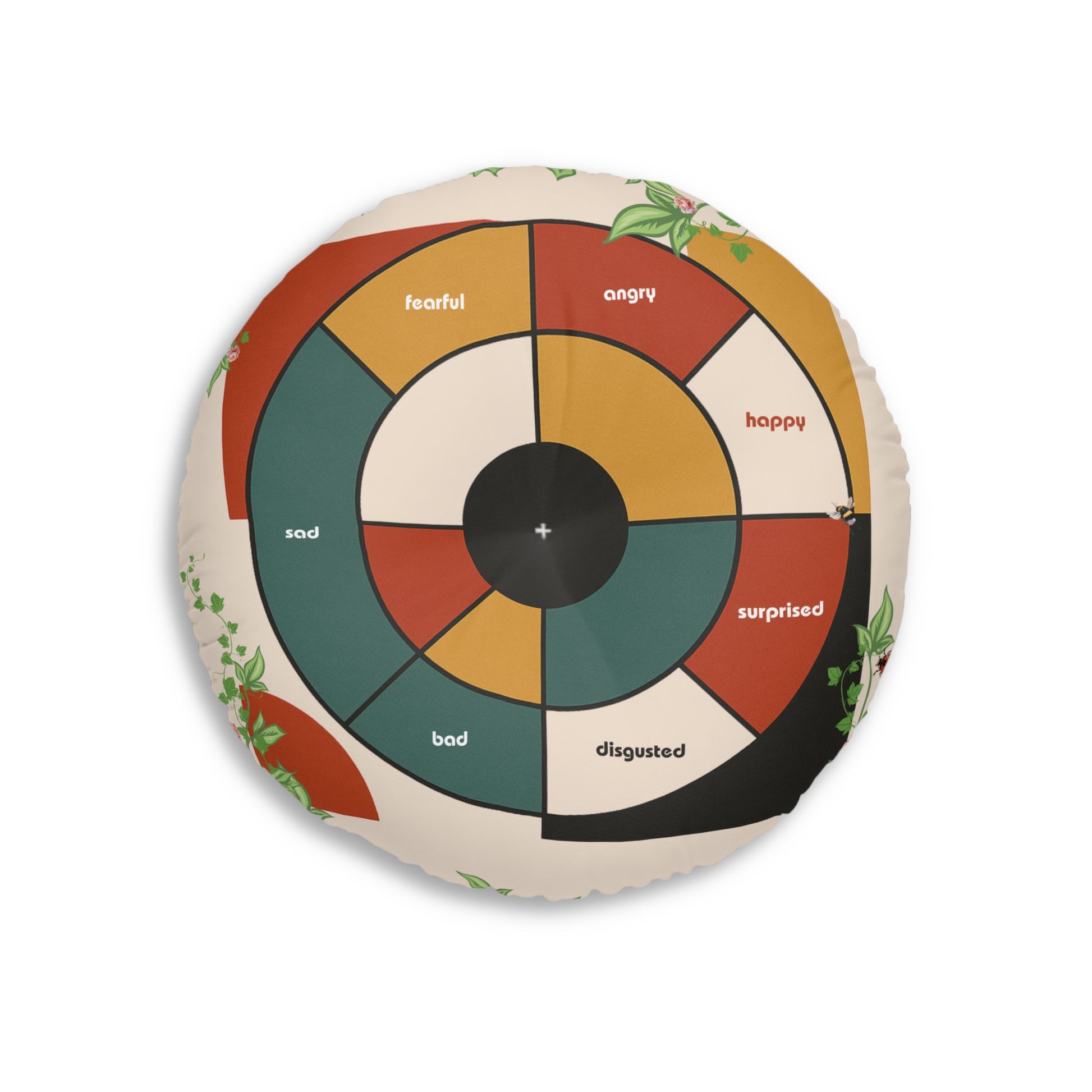 Feeling Wheel Abstract Tufted Floor Pillow for Meditation | Round Meditation Cushion | Yoga Round Floor Cushion