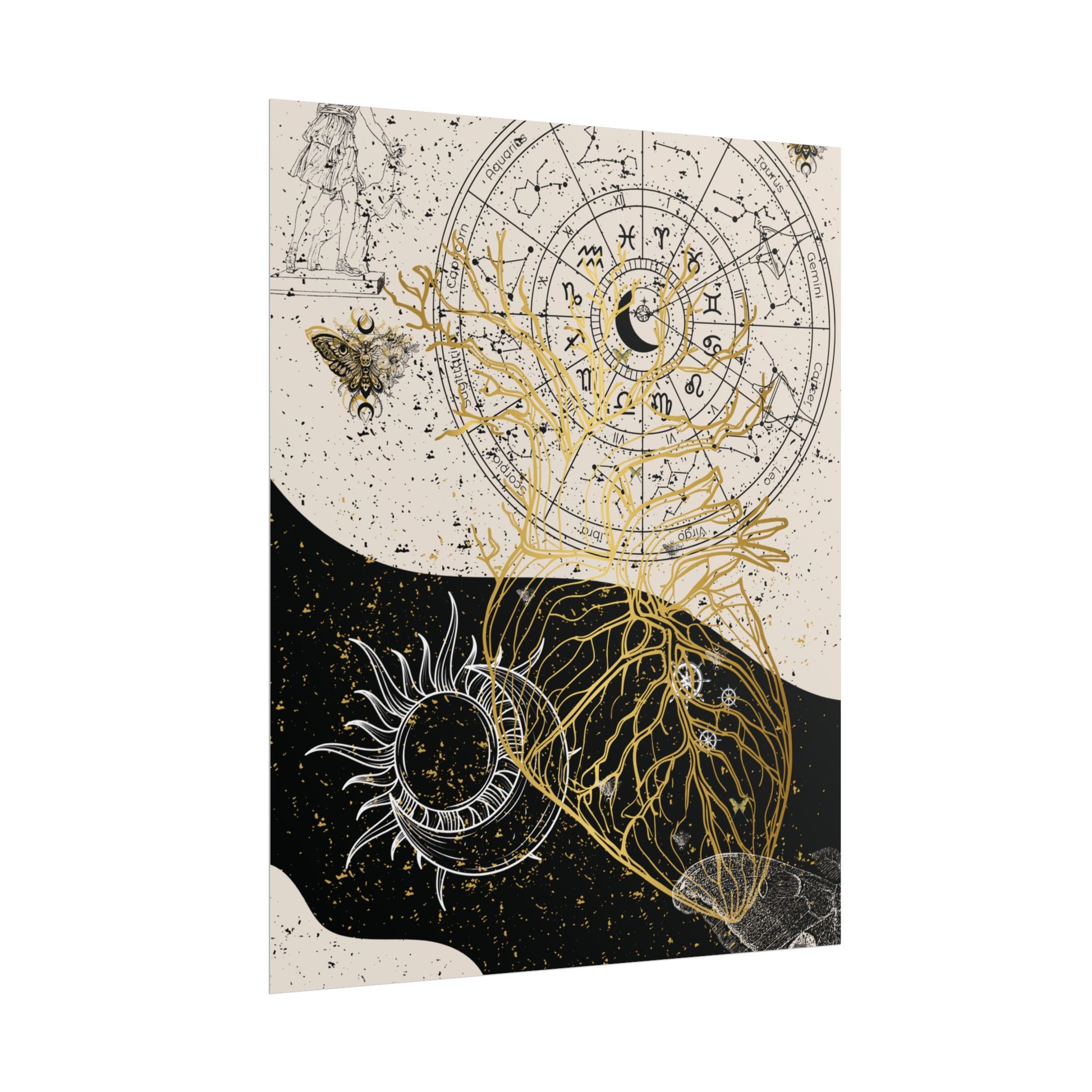 Rolled Posters | Astrological Art Print, Celestial Wall Decor, Zodiac Poster, Astrology Gift, Horoscope Art, Bohemian Home Decor