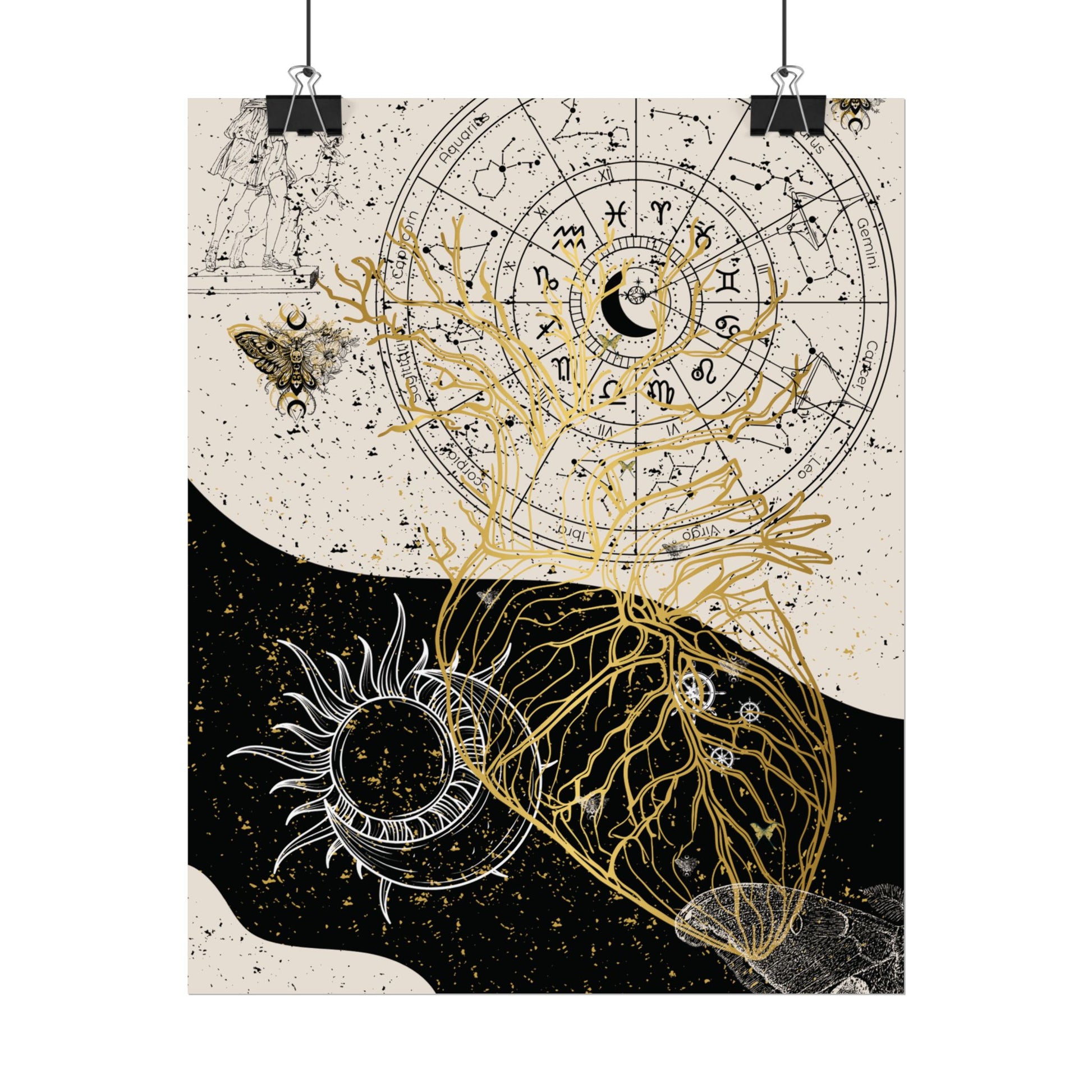 Rolled Posters | Astrological Art Print, Celestial Wall Decor, Zodiac Poster, Astrology Gift, Horoscope Art, Bohemian Home Decor