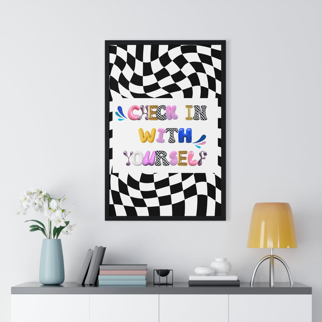 Framed Bubble Letter Poster | Mental Health Awareness Art | Feel-Good Emotional Wellness Art in Blob Typography