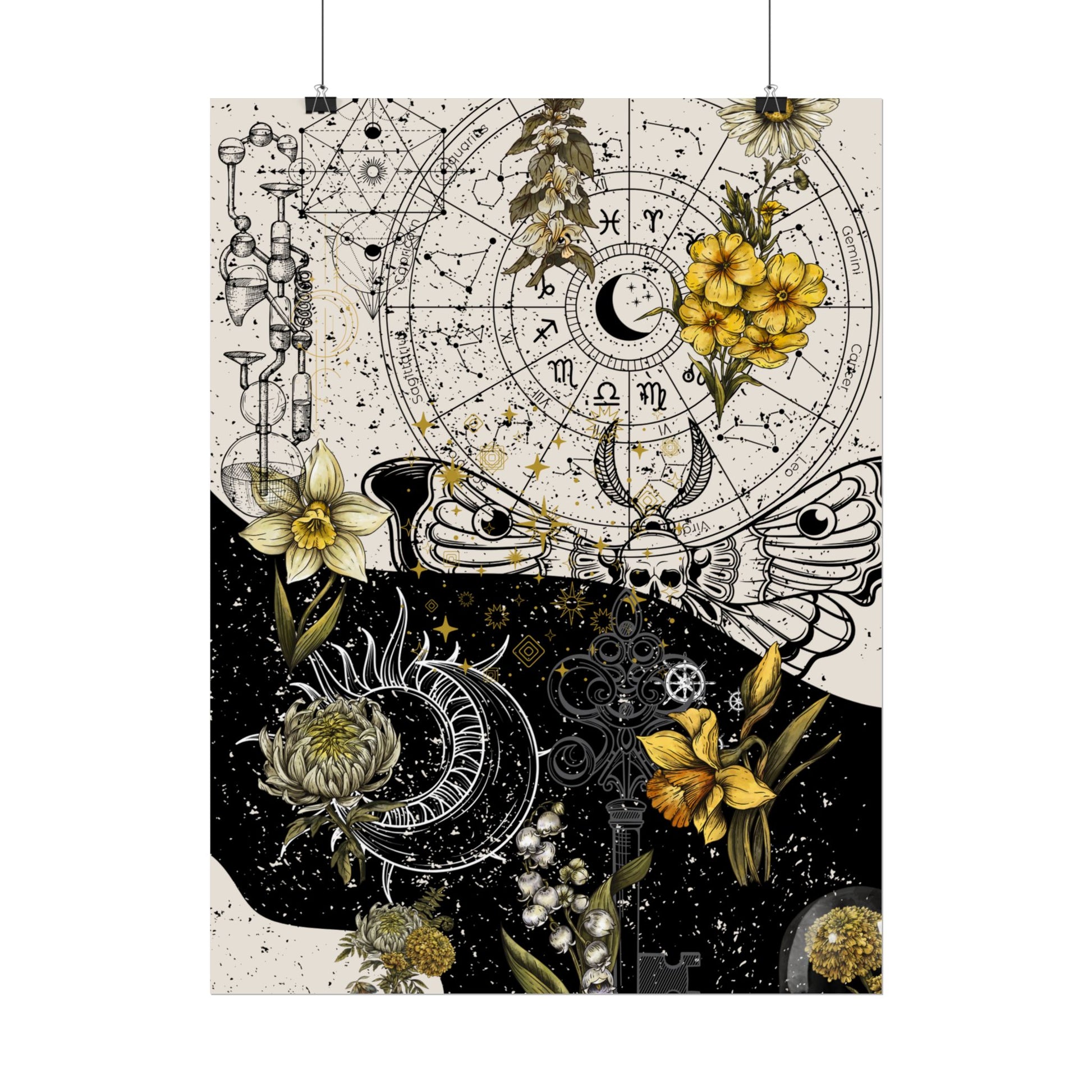 Rolled Posters Moth Wall Art Prints, Aesthetic Home Decor, Goth Wall Decor, Vintage Style Art Posters, Boho Room Decor Gift