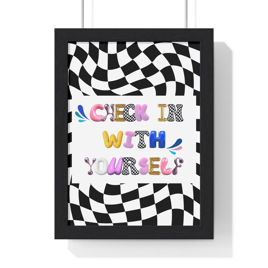 Framed Bubble Letter Poster | Mental Health Awareness Art | Feel-Good Emotional Wellness Art in Blob Typography