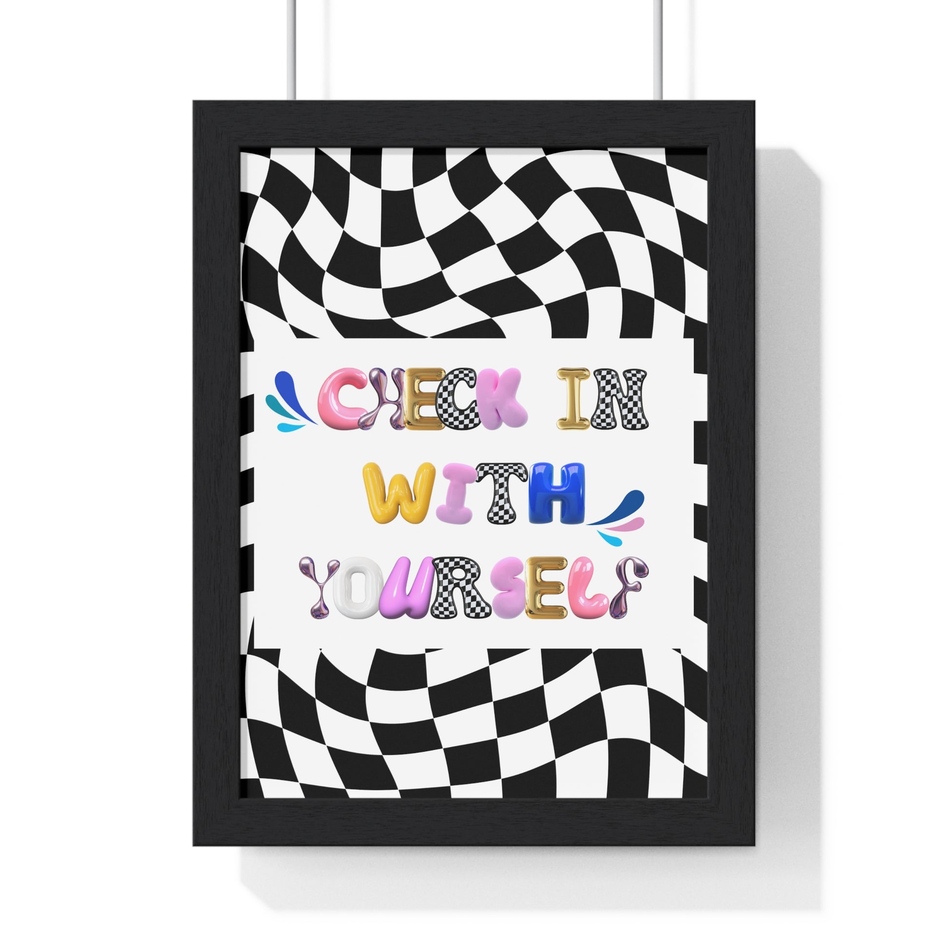 Framed Bubble Letter Poster | Mental Health Awareness Art | Feel-Good Emotional Wellness Art in Blob Typography