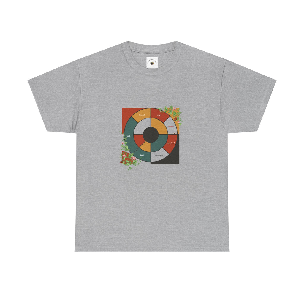 Feeling Wheel Bauhaus Abstract with Vines & Flowers Tshirt for Meditation | Grounding Affirmative Yoga Tshirt