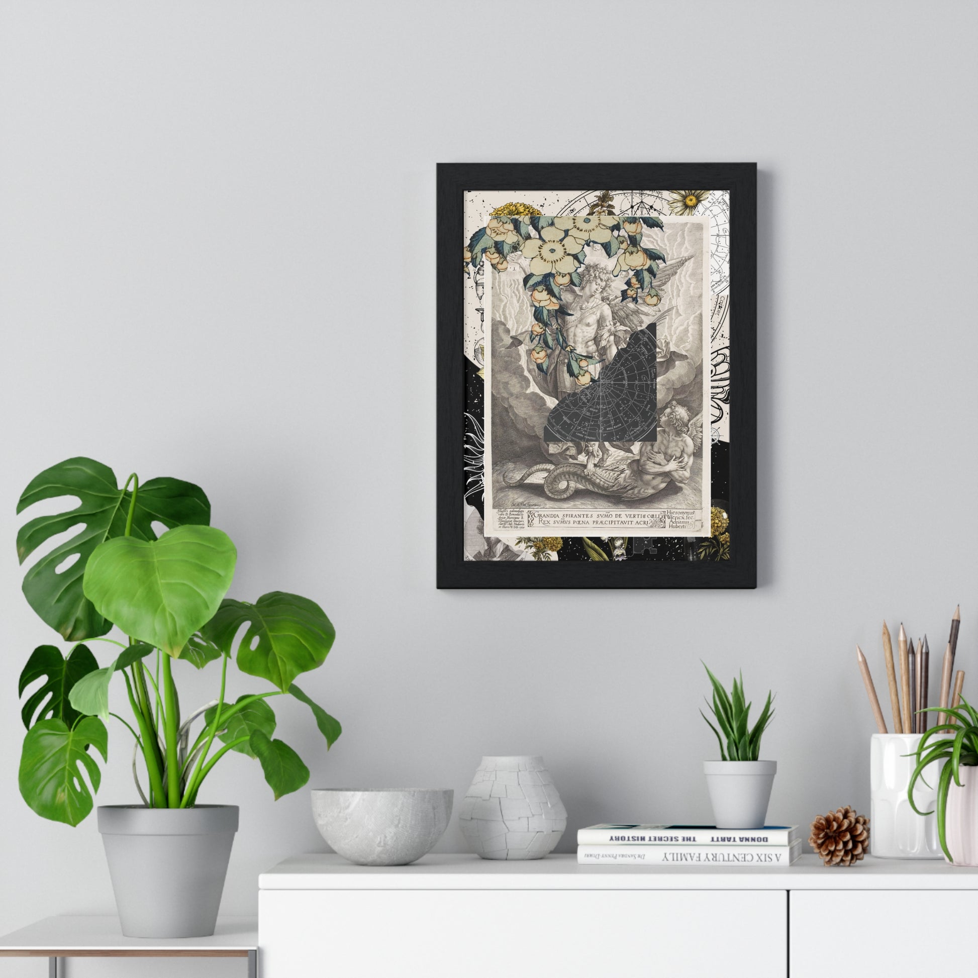 Vintage-Inspired Vertical Framed Poster, Art Decor, Wall Art, Gift for Home, Botanical Illustrations, Alchemy Renaissance Artwork