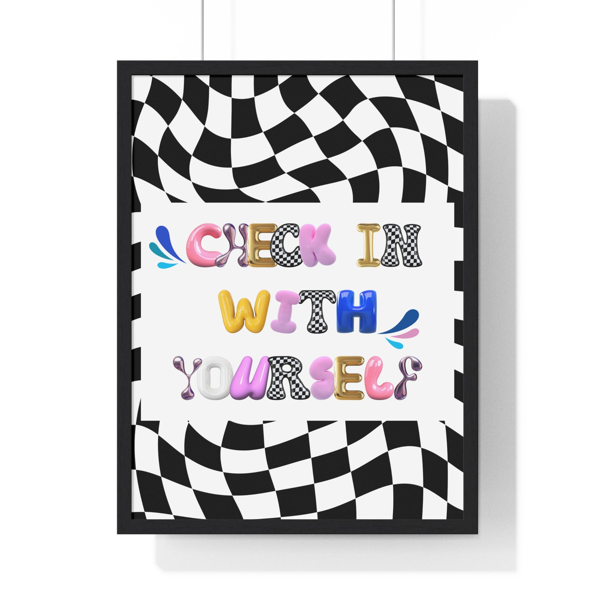 Framed Bubble Letter Poster | Mental Health Awareness Art | Feel-Good Emotional Wellness Art in Blob Typography