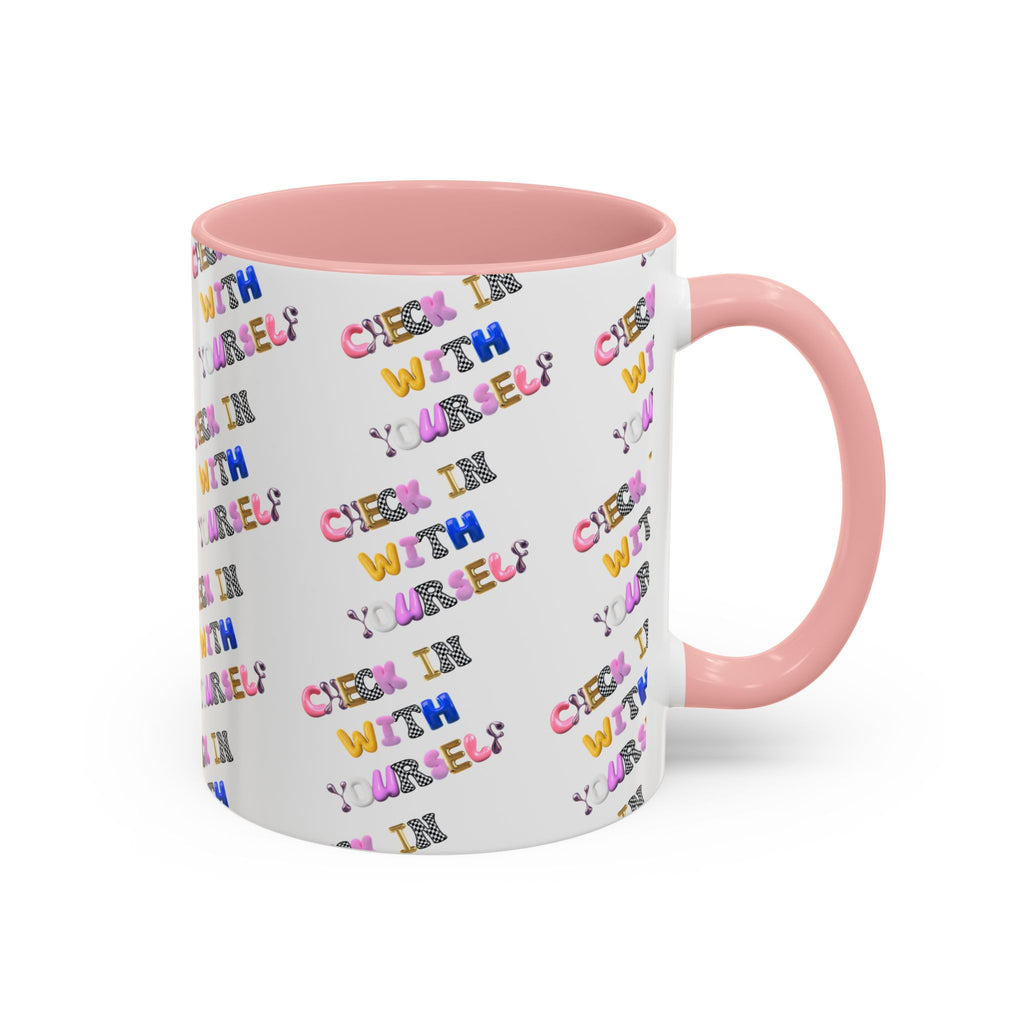Check in With Yourself Bubble Letter Mug | Mental Health Coffee Cup | Emotional Wellness Gift | Self-Care Reminder | Therapy Office Mug