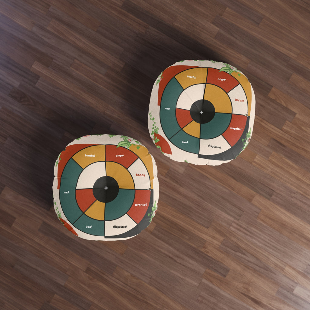 Feeling Wheel Abstract Tufted Floor Pillow for Meditation | Round Meditation Cushion | Yoga Round Floor Cushion
