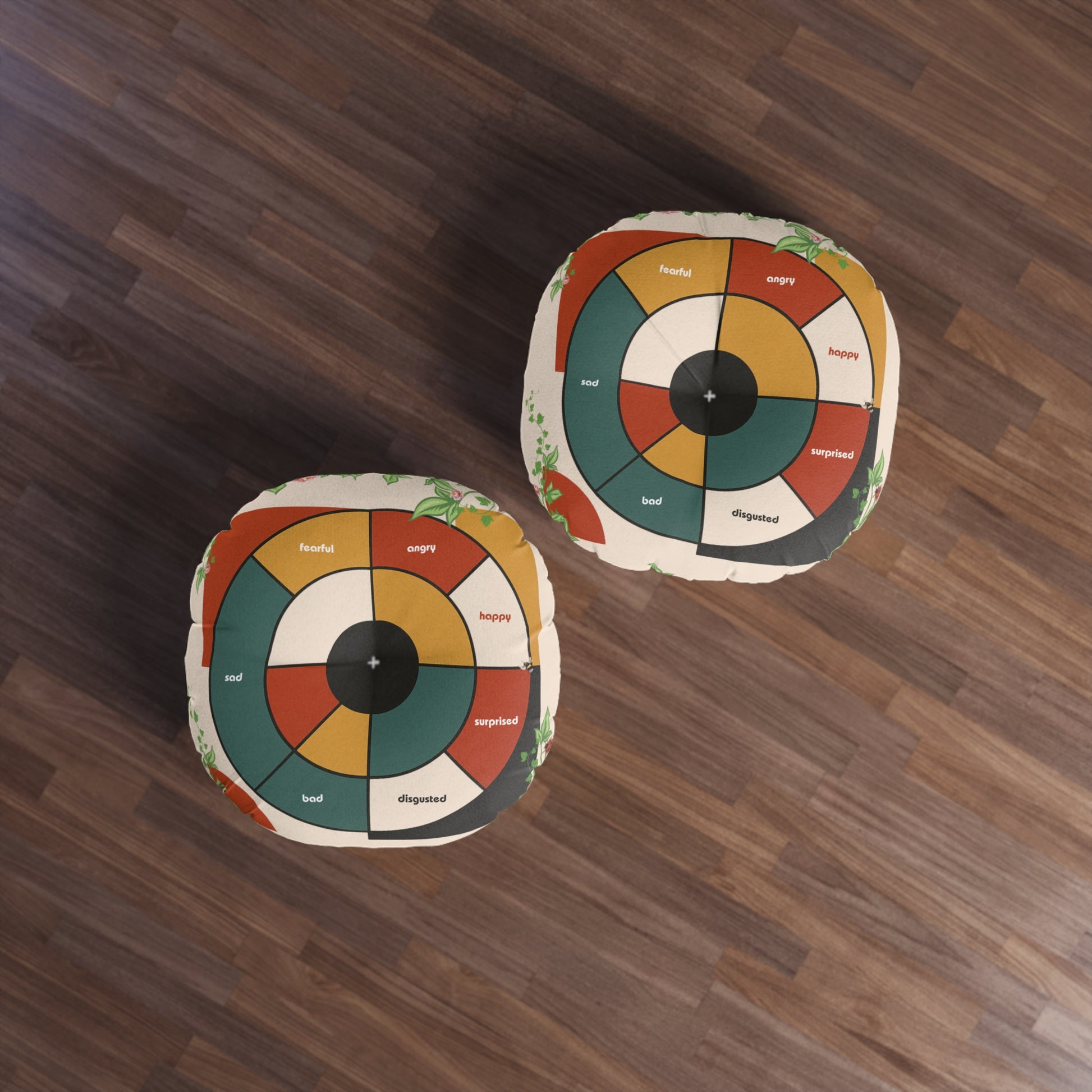 Feeling Wheel Abstract Tufted Floor Pillow for Meditation | Round Meditation Cushion | Yoga Round Floor Cushion