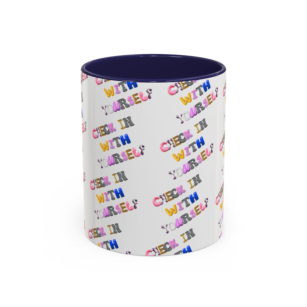 Check in With Yourself Bubble Letter Mug | Mental Health Coffee Cup | Emotional Wellness Gift | Self-Care Reminder | Therapy Office Mug