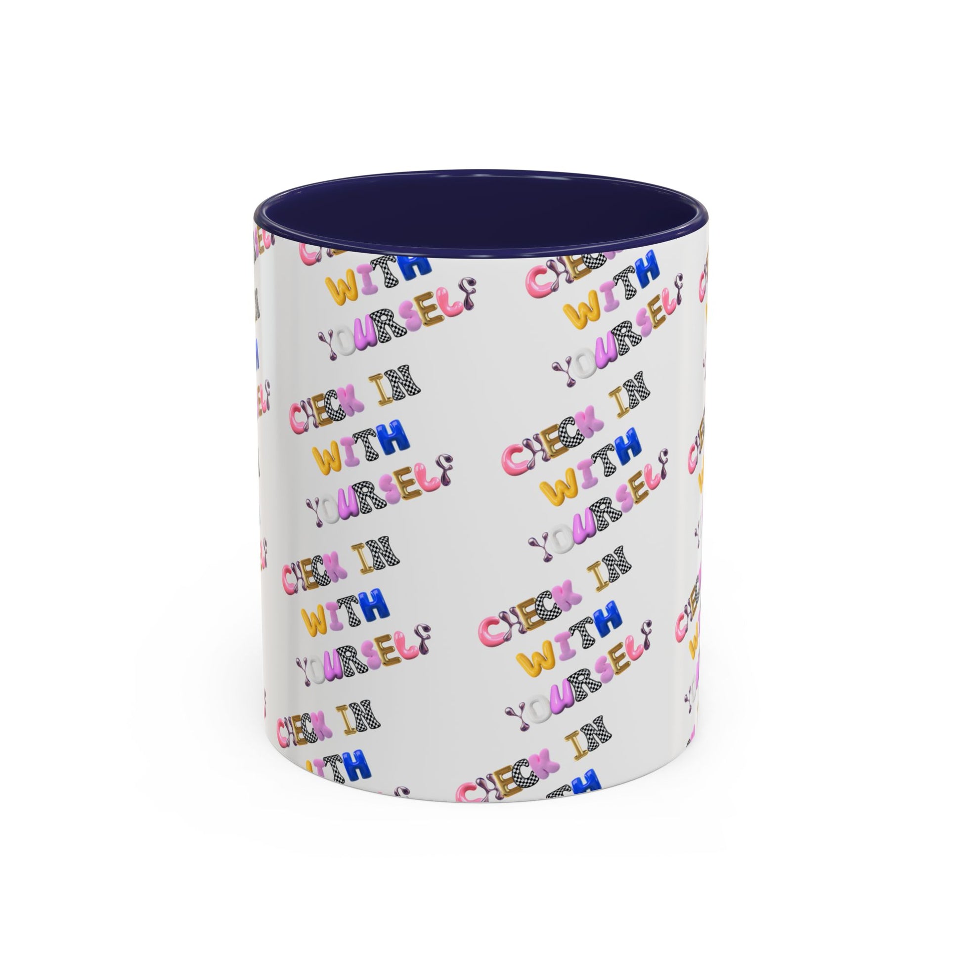 Check in With Yourself Bubble Letter Mug | Mental Health Coffee Cup | Emotional Wellness Gift | Self-Care Reminder | Therapy Office Mug