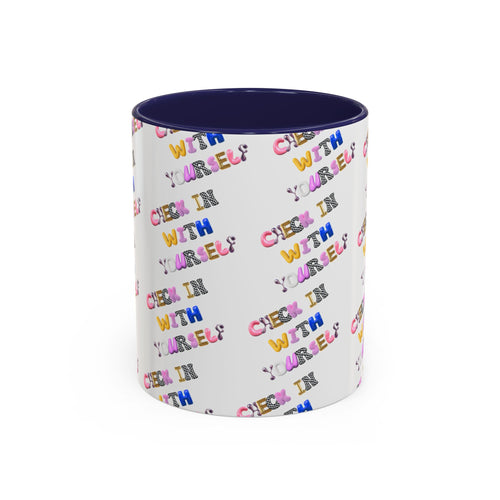 Check in With Yourself Bubble Letter Mug | Mental Health Coffee Cup | Emotional Wellness Gift | Self-Care Reminder | Therapy Office Mug