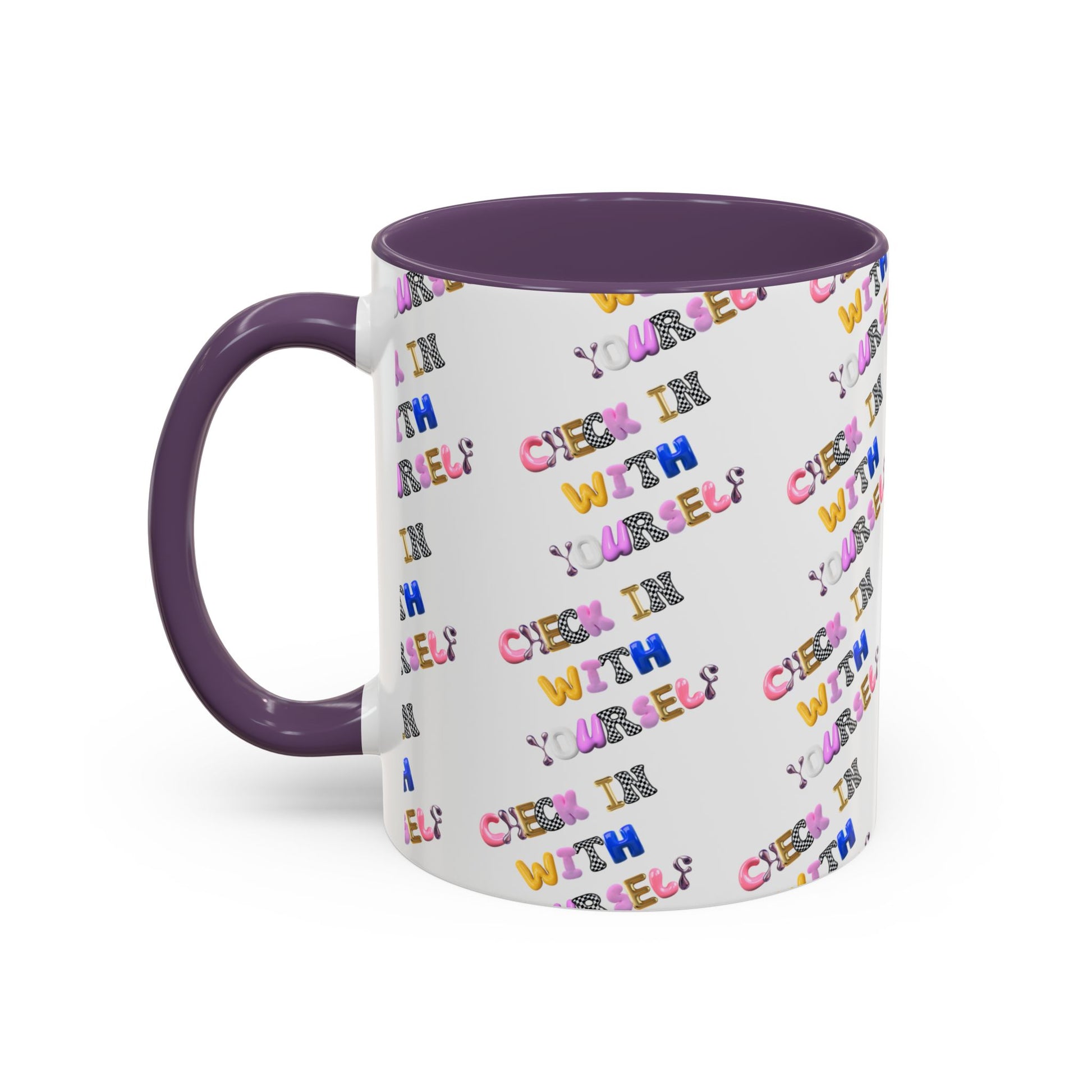 Check in With Yourself Bubble Letter Mug | Mental Health Coffee Cup | Emotional Wellness Gift | Self-Care Reminder | Therapy Office Mug