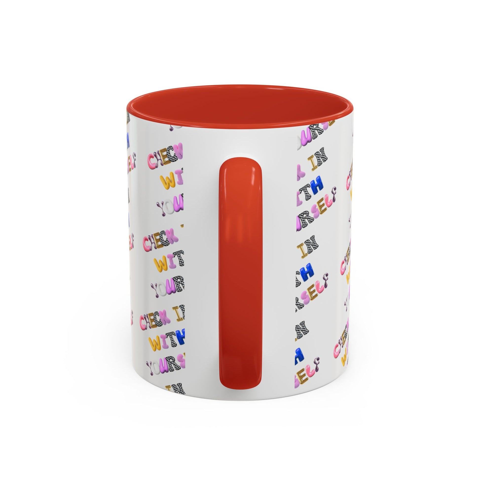 Check in With Yourself Bubble Letter Mug | Mental Health Coffee Cup | Emotional Wellness Gift | Self-Care Reminder | Therapy Office Mug