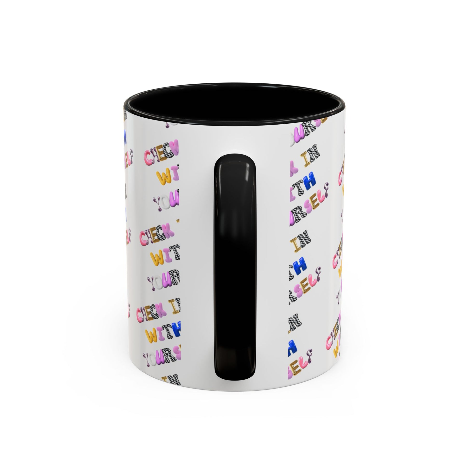 Check in With Yourself Bubble Letter Mug | Mental Health Coffee Cup | Emotional Wellness Gift | Self-Care Reminder | Therapy Office Mug