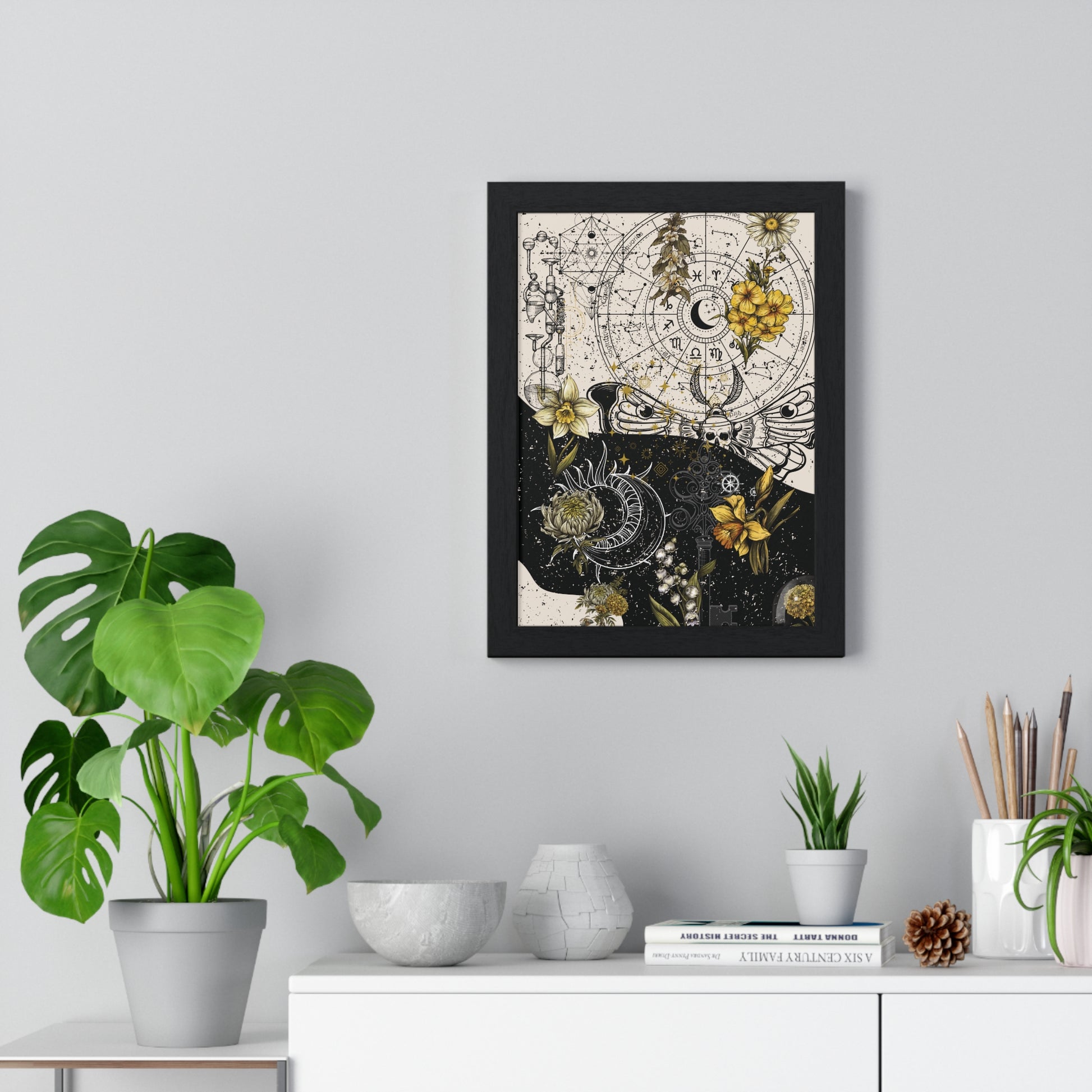 Framed Botanical Themed Vertical Poster, Wall Art, Home Decor, Nature Prints, Gift for Art Lovers, Vintage Style Decoration
