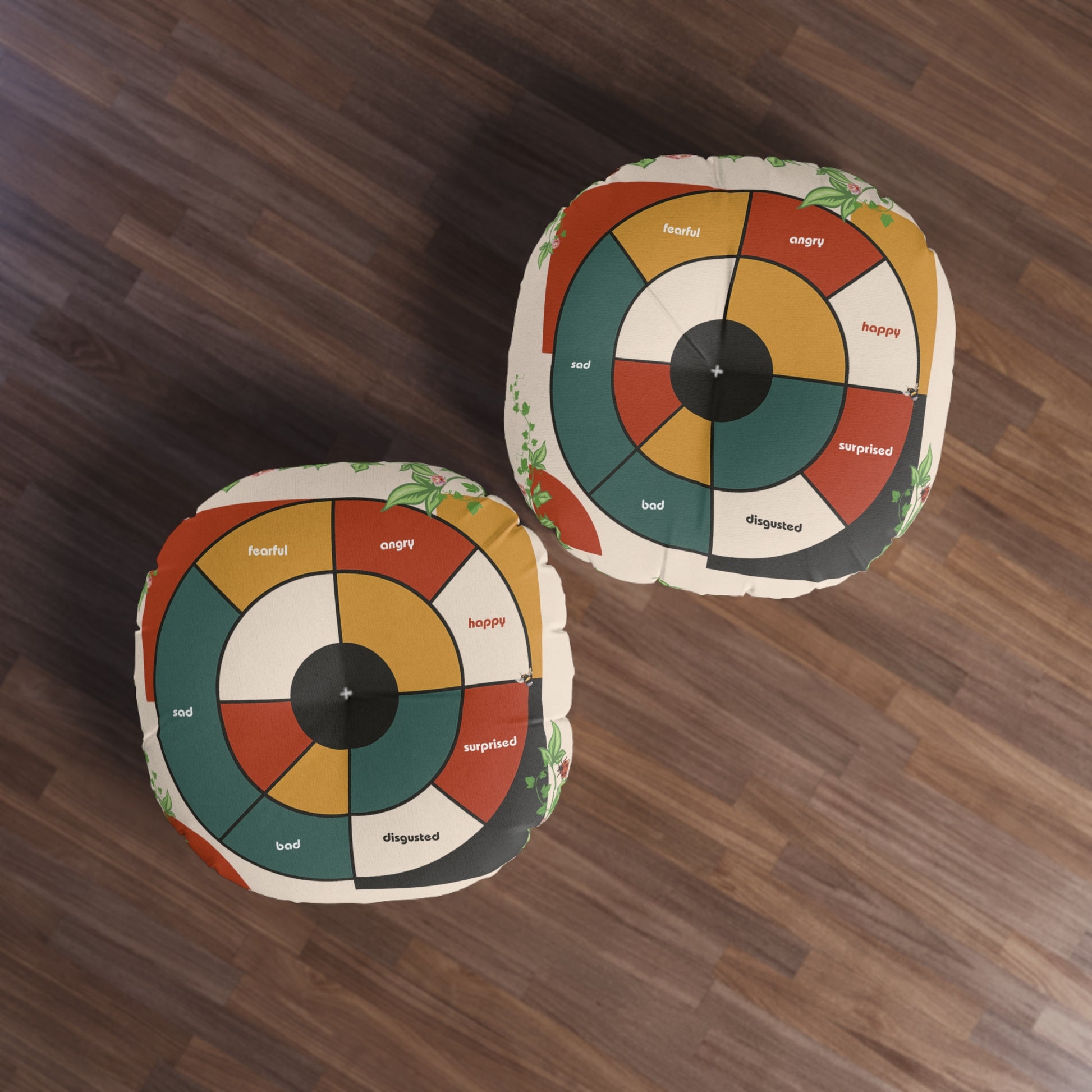 Feeling Wheel Abstract Tufted Floor Pillow for Meditation | Round Meditation Cushion | Yoga Round Floor Cushion