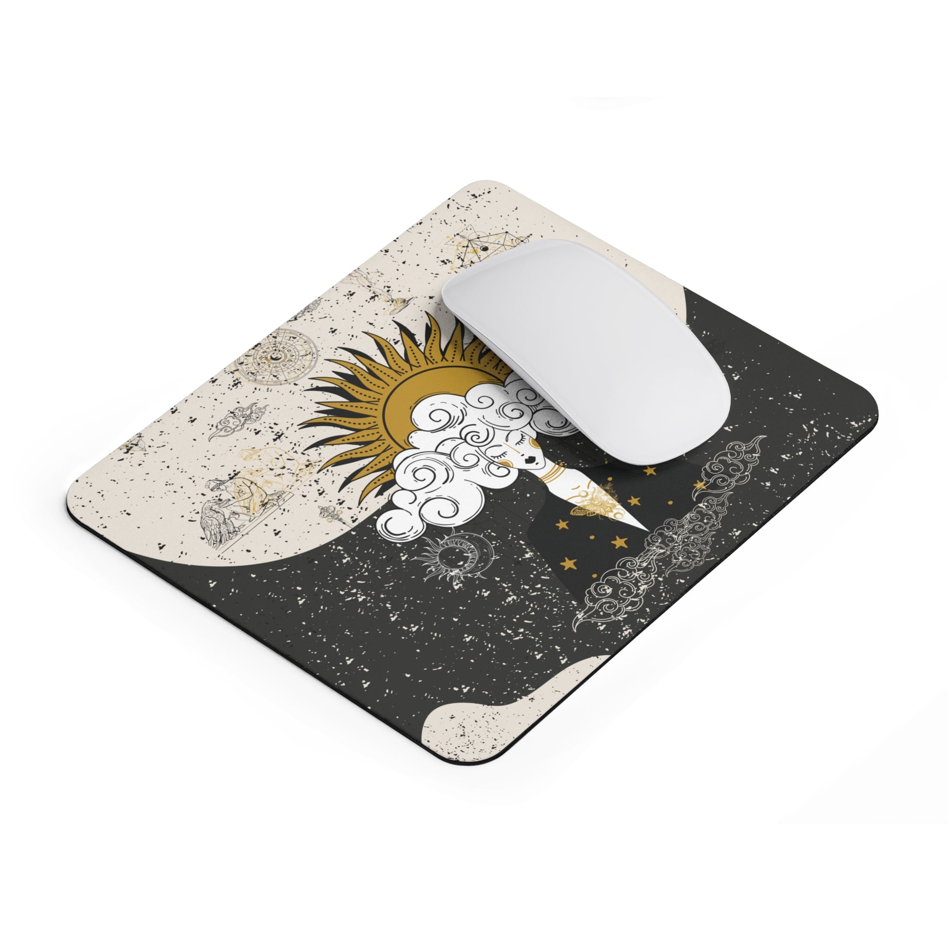 Divine Feminine Meditation Among Stars Mouse Pad | Alchemy Art | Celestial Art Print Journaling Accessories