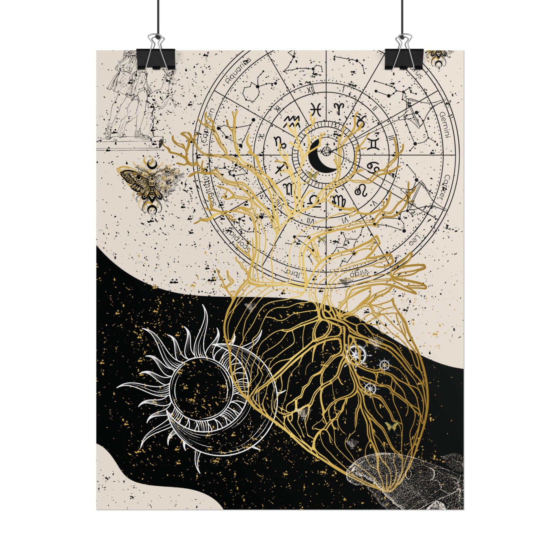 Rolled Posters | Astrological Art Print, Celestial Wall Decor, Zodiac Poster, Astrology Gift, Horoscope Art, Bohemian Home Decor