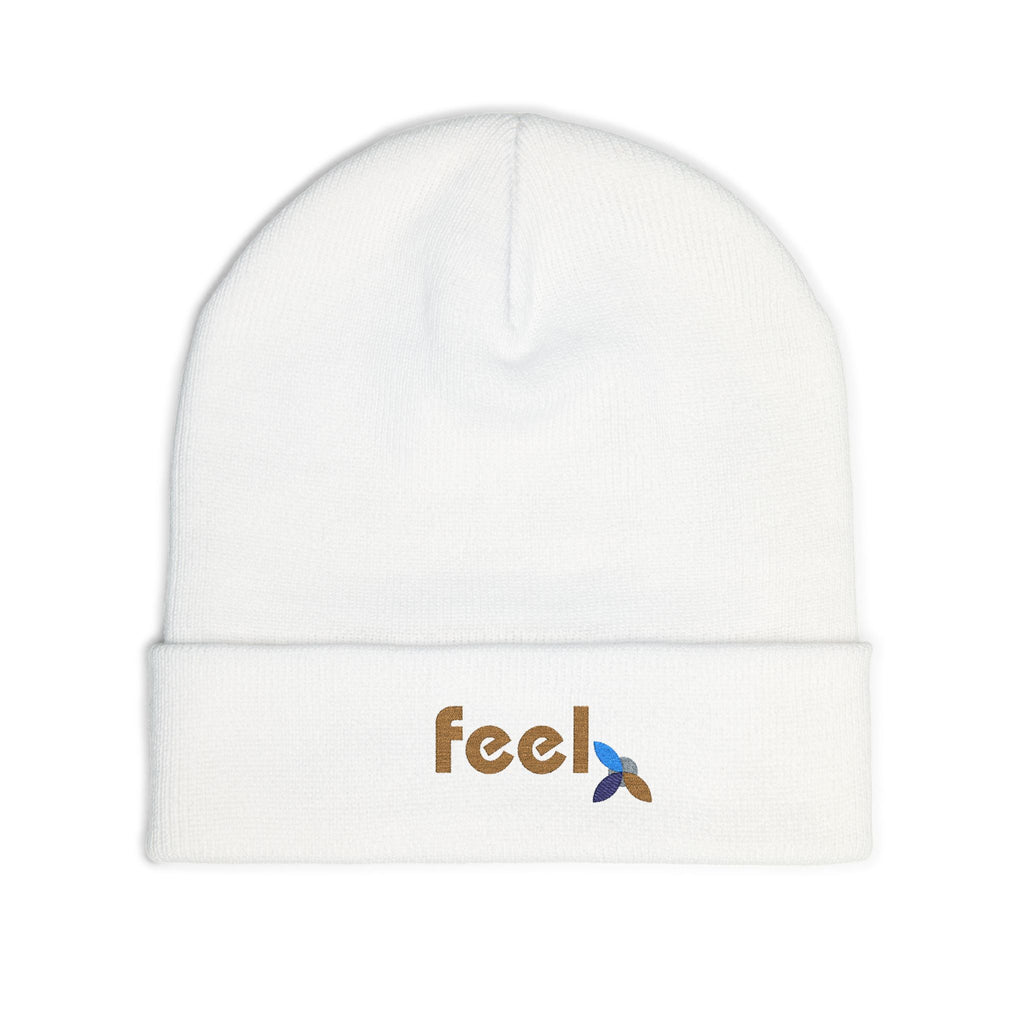 Bauhaus FEEL Embroidered Knit Beanie | Emotional Wellness Gift | One Word Quote | Unisex | Streetwear + Slow Living